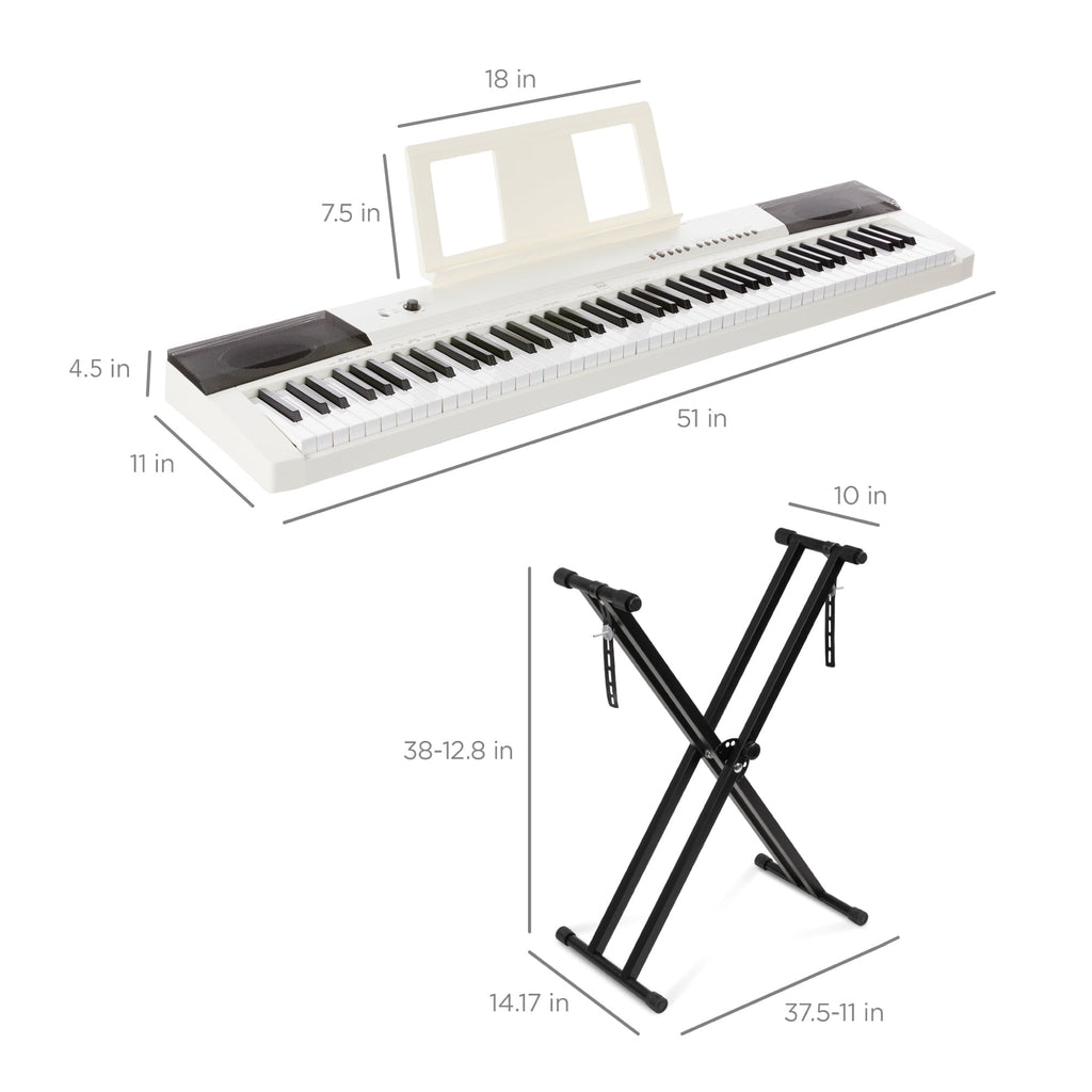 88-Key Digital Piano Set w/ Semi-Weighted Keys Stand Sustain Pedal