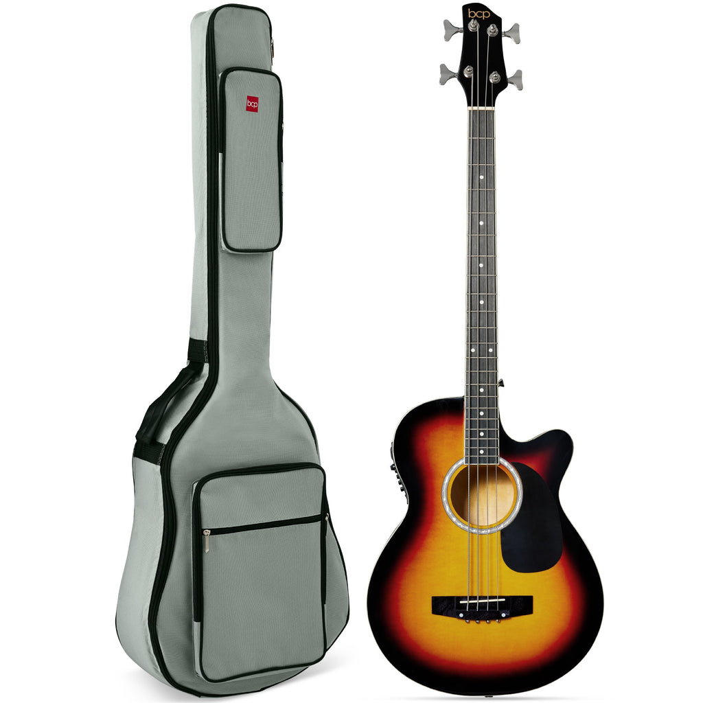Acoustic Electric Bass Guitar w/ Equalizer Truss Rod Padded Gig Bag