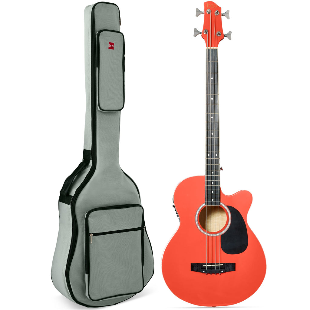 Acoustic Electric Bass Guitar w/ Equalizer Truss Rod Padded Gig Bag