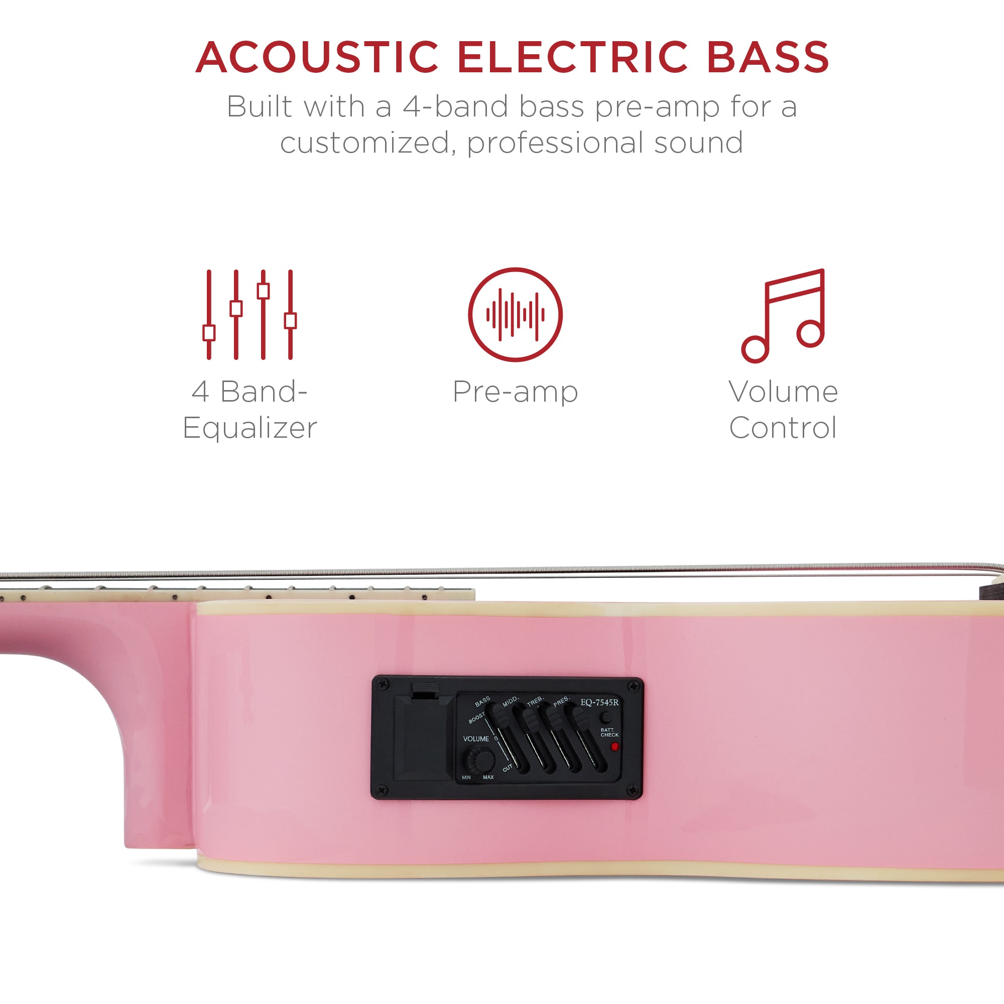 Acoustic Electric Bass Guitar w/ Equalizer Truss Rod Padded Gig Bag