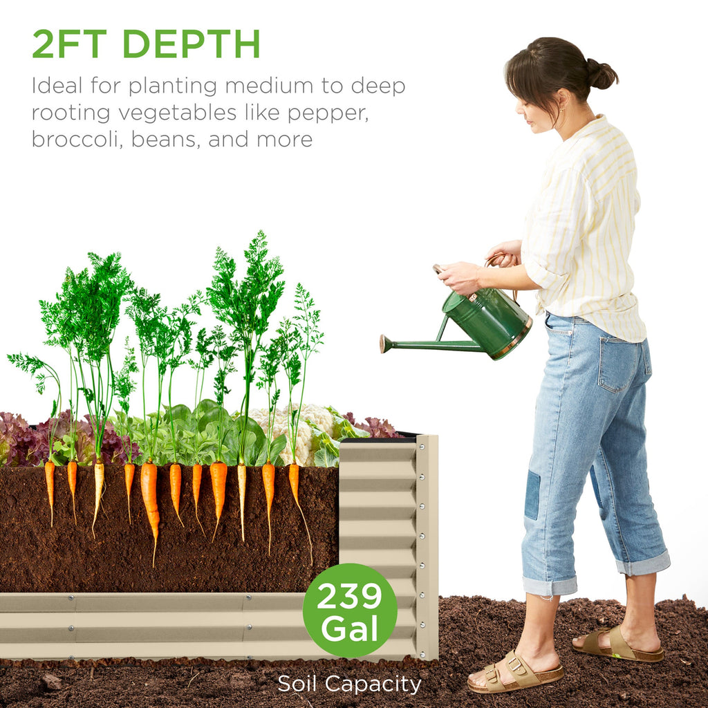 8x2x2FT Steel Planting Box for Backyard Flowers Herbs & Vegetables