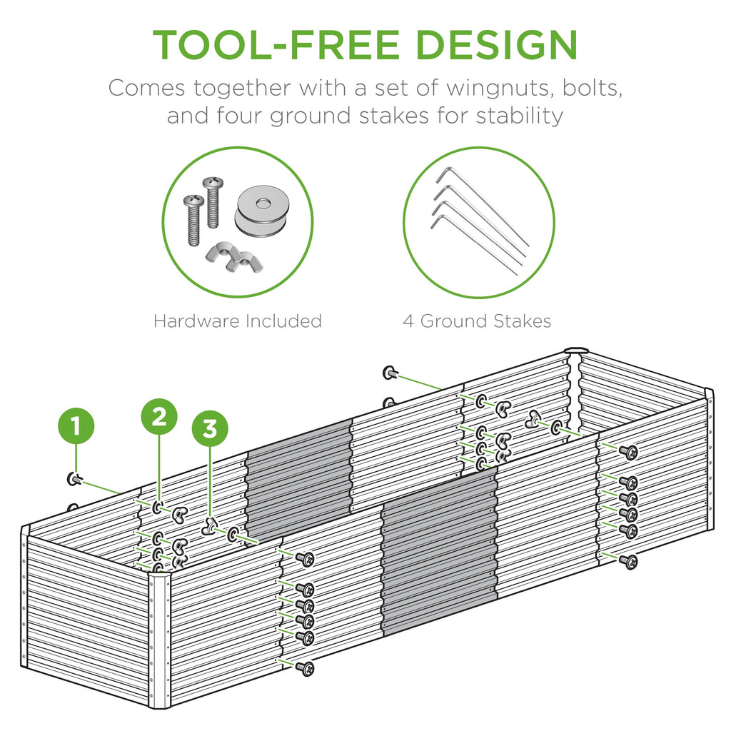 8x2x2FT Steel Planting Box for Backyard Flowers Herbs & Vegetables