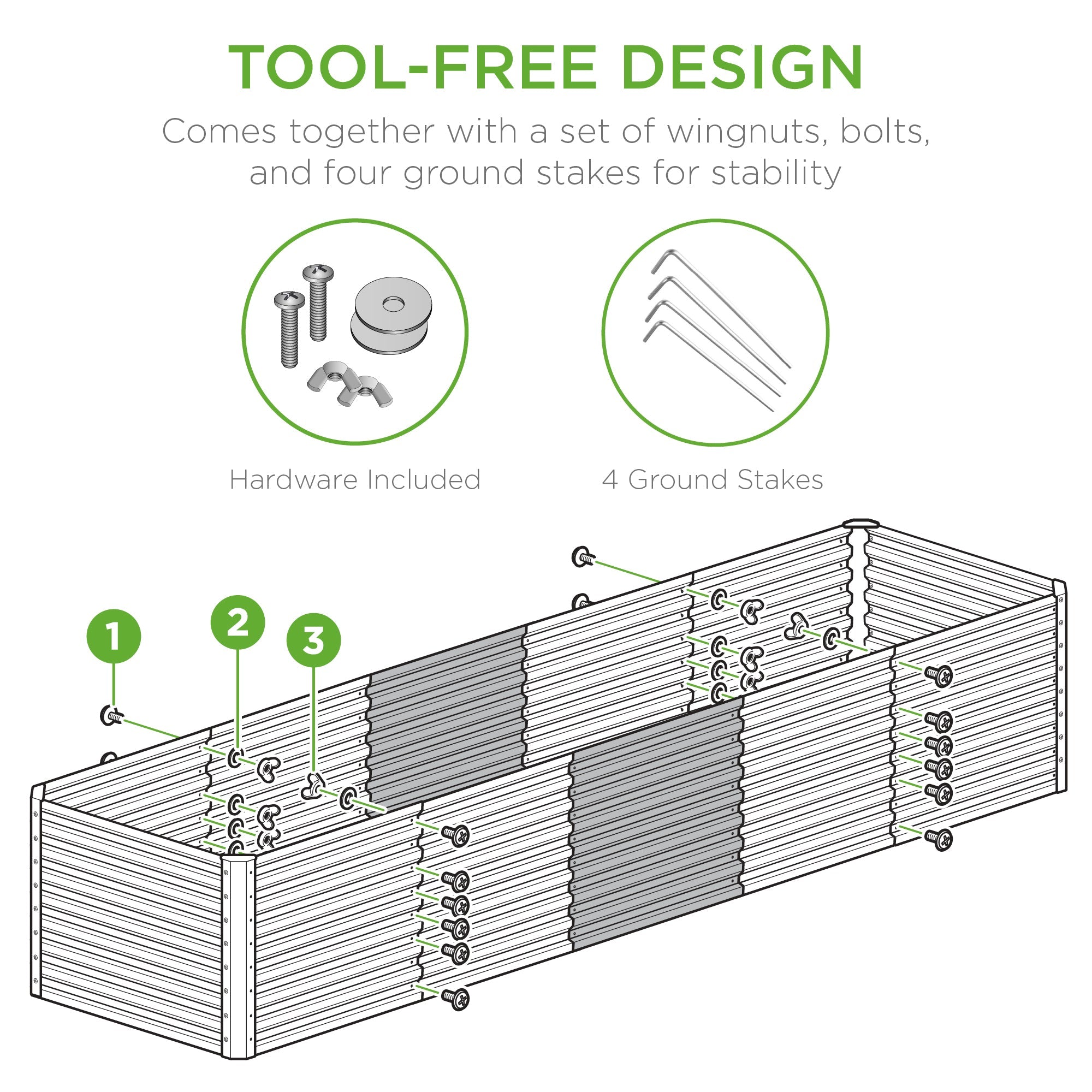 8x2x2FT Steel Planting Box for Backyard Flowers Herbs & Vegetables
