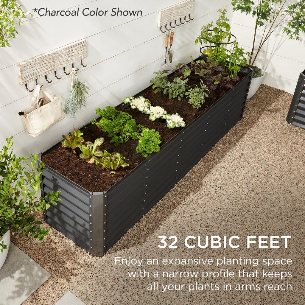 8x2x2FT Steel Planting Box for Backyard Flowers Herbs & Vegetables