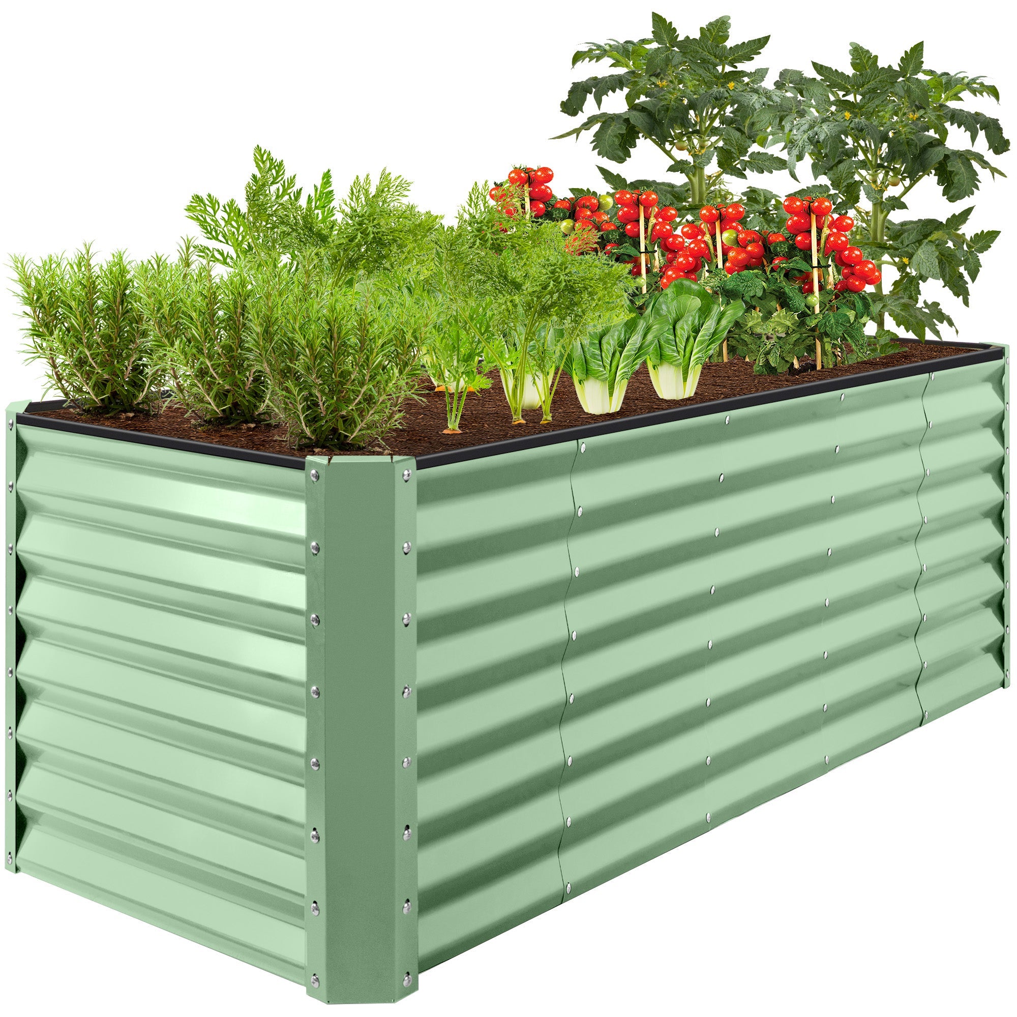 8x2x2FT Steel Planting Box for Backyard Flowers Herbs & Vegetables