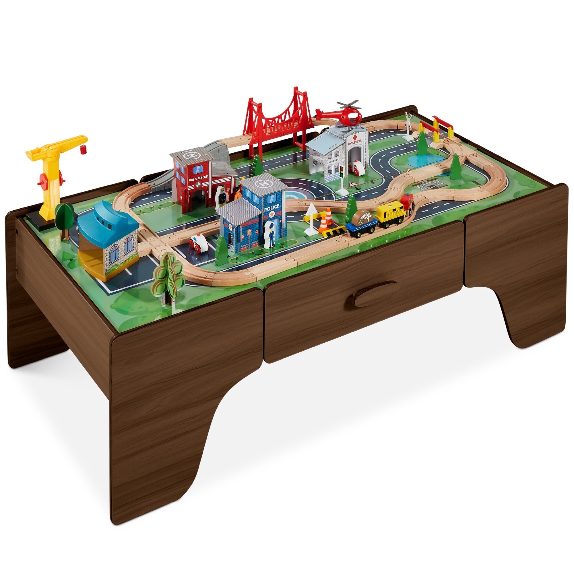 70-Piece Train Table Large Multipurpose Playset w/ Reversible Table Top
