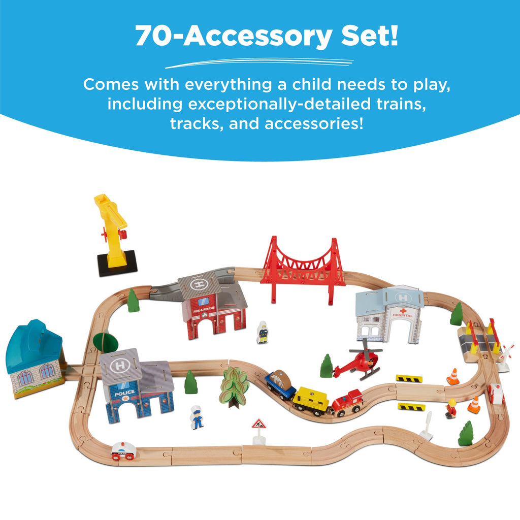 70-Piece Train Table Large Multipurpose Playset w/ Reversible Table Top
