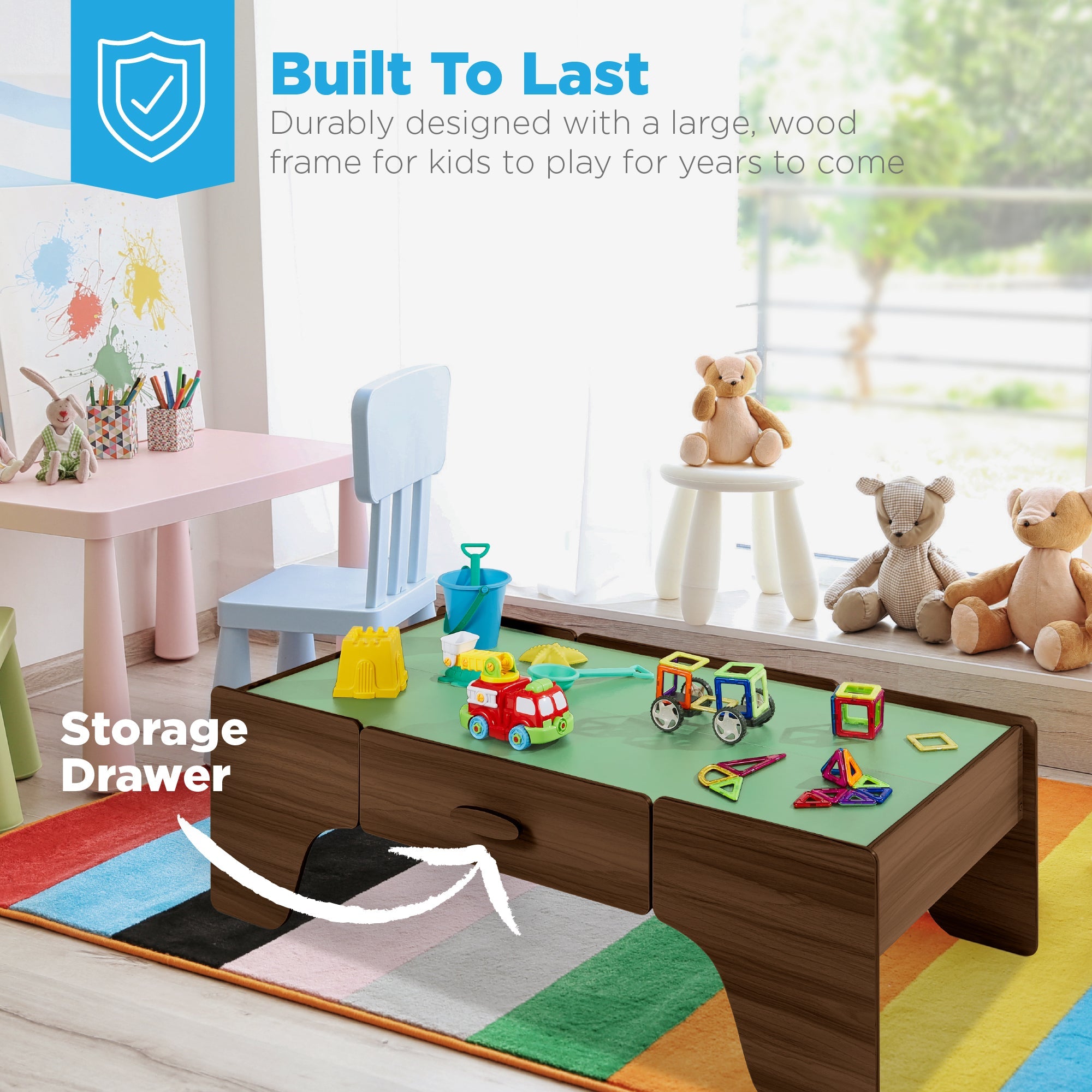 70-Piece Train Table Large Multipurpose Playset w/ Reversible Table Top