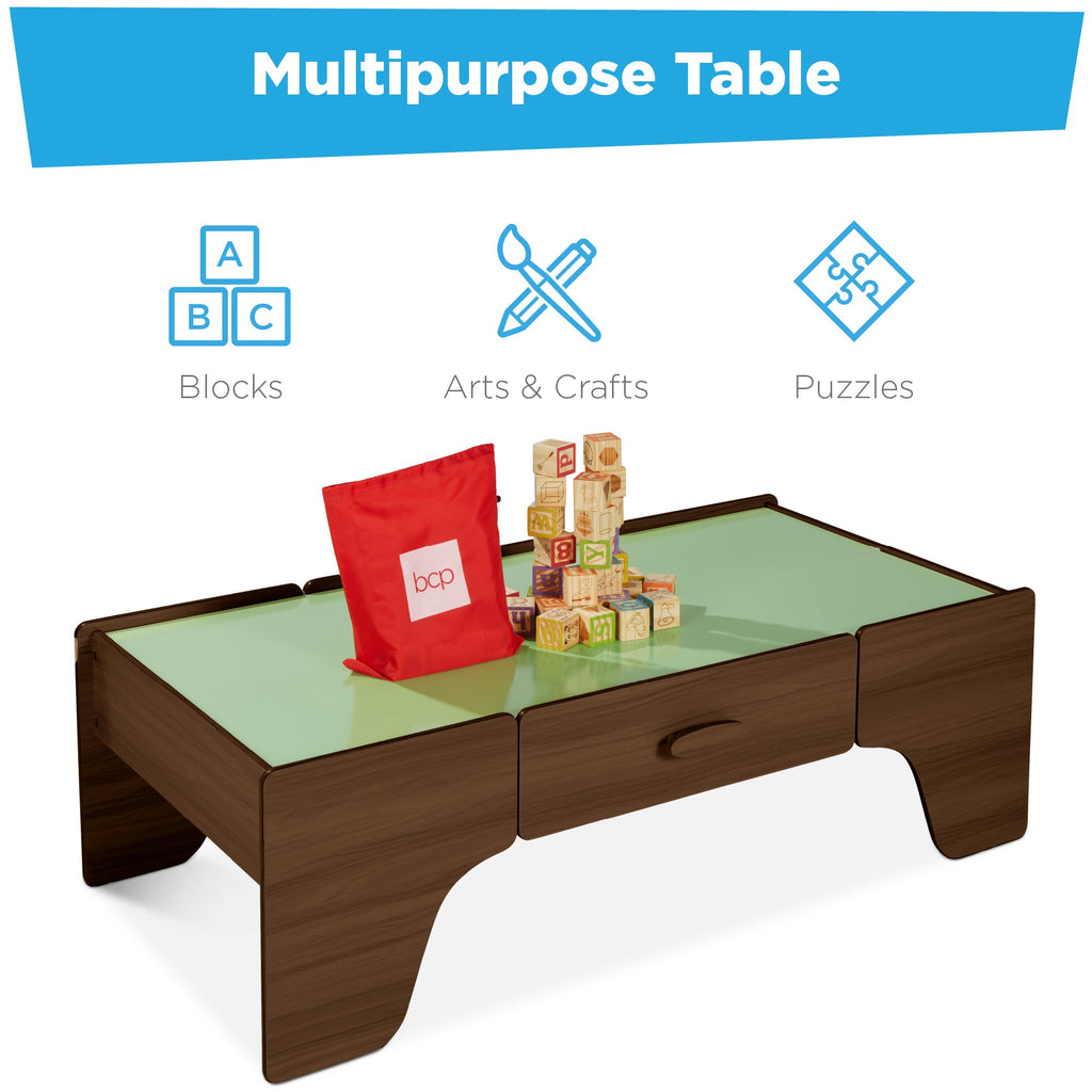 70-Piece Train Table Large Multipurpose Playset w/ Reversible Table Top