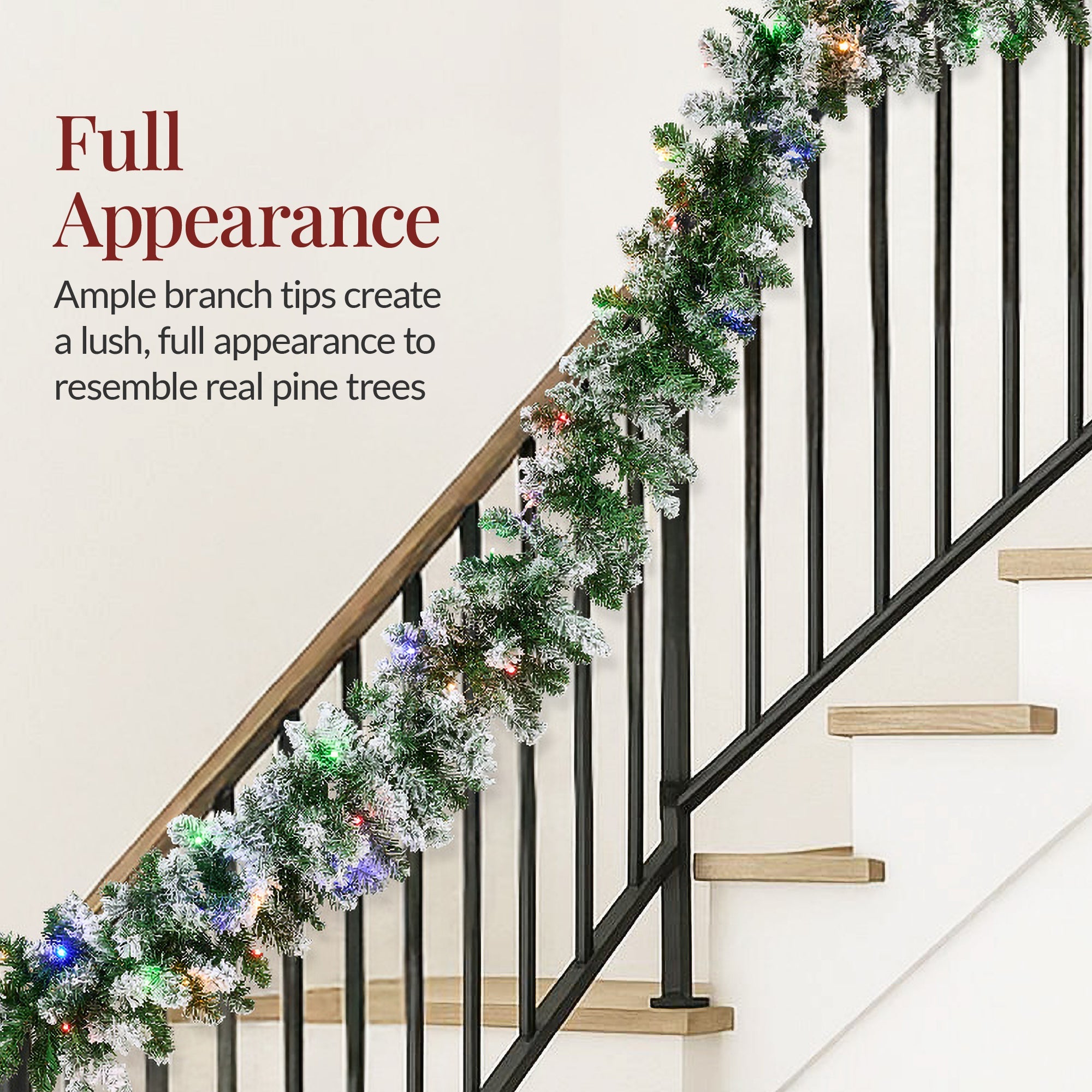 9Ft Pre-Lit Christmas Garland W/ 2-In-1 Led Lights