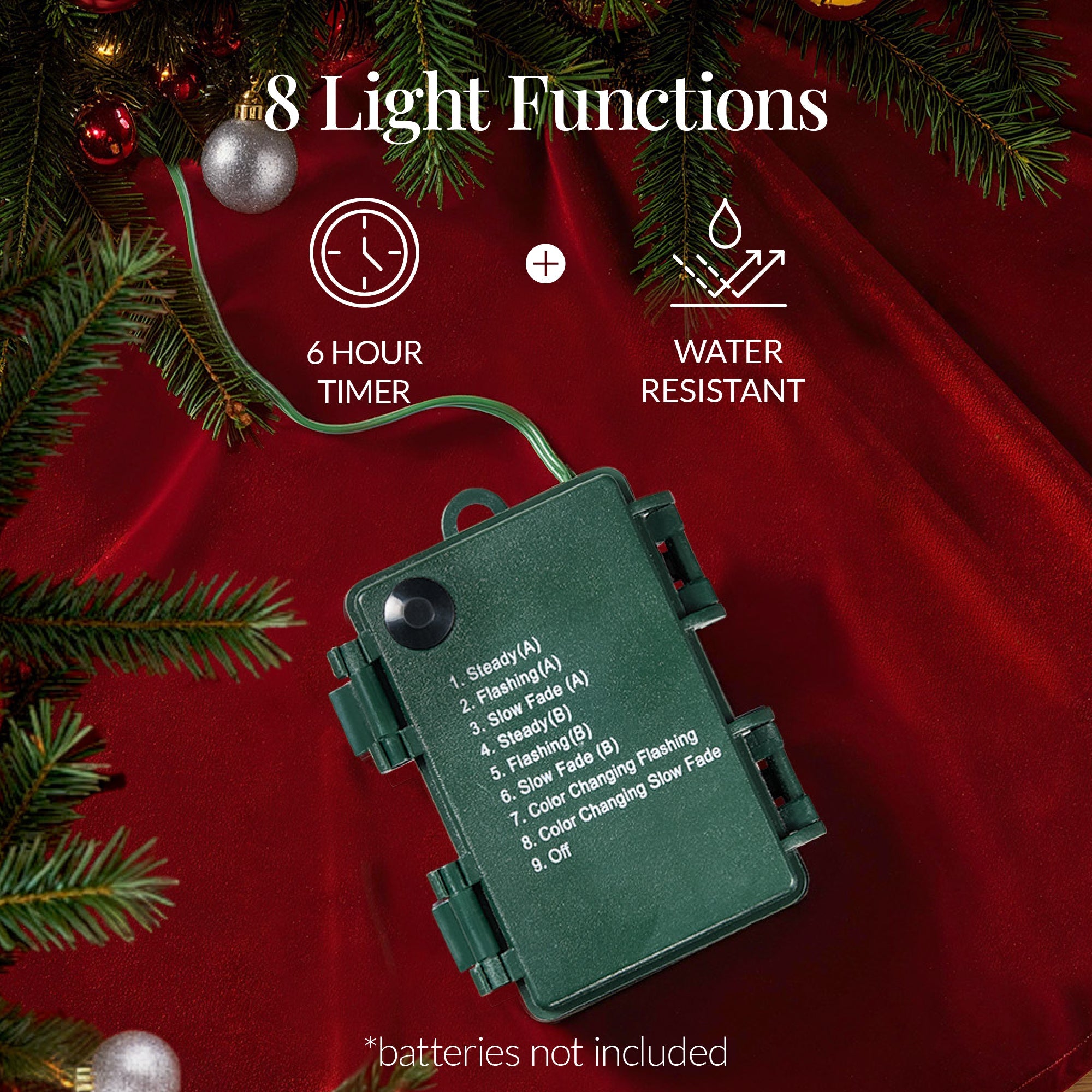 9Ft Pre-Lit Christmas Garland W/ 2-In-1 Led Lights