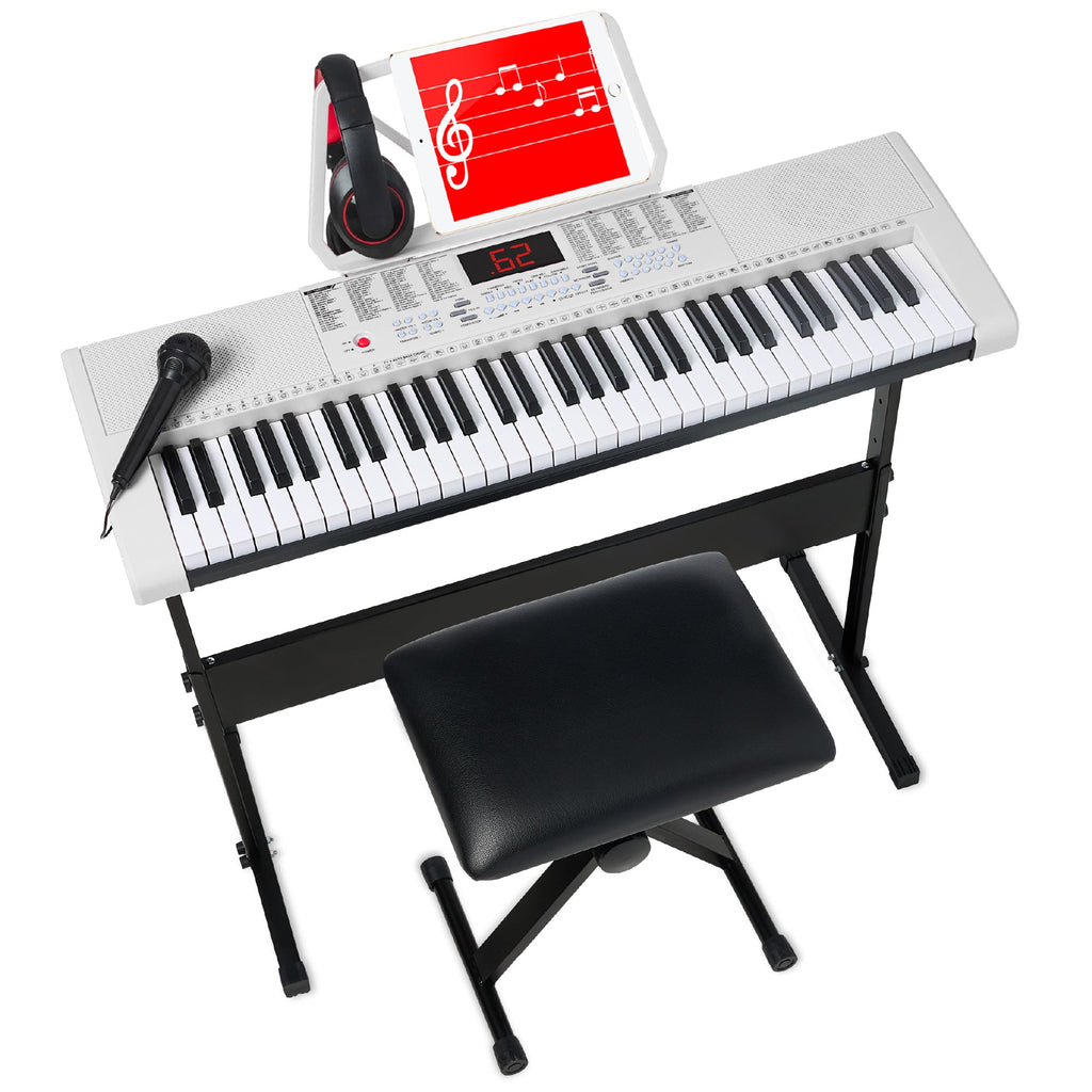61-Key Beginners Electronic Keyboard Piano Set w/ 3 Modes Microphone