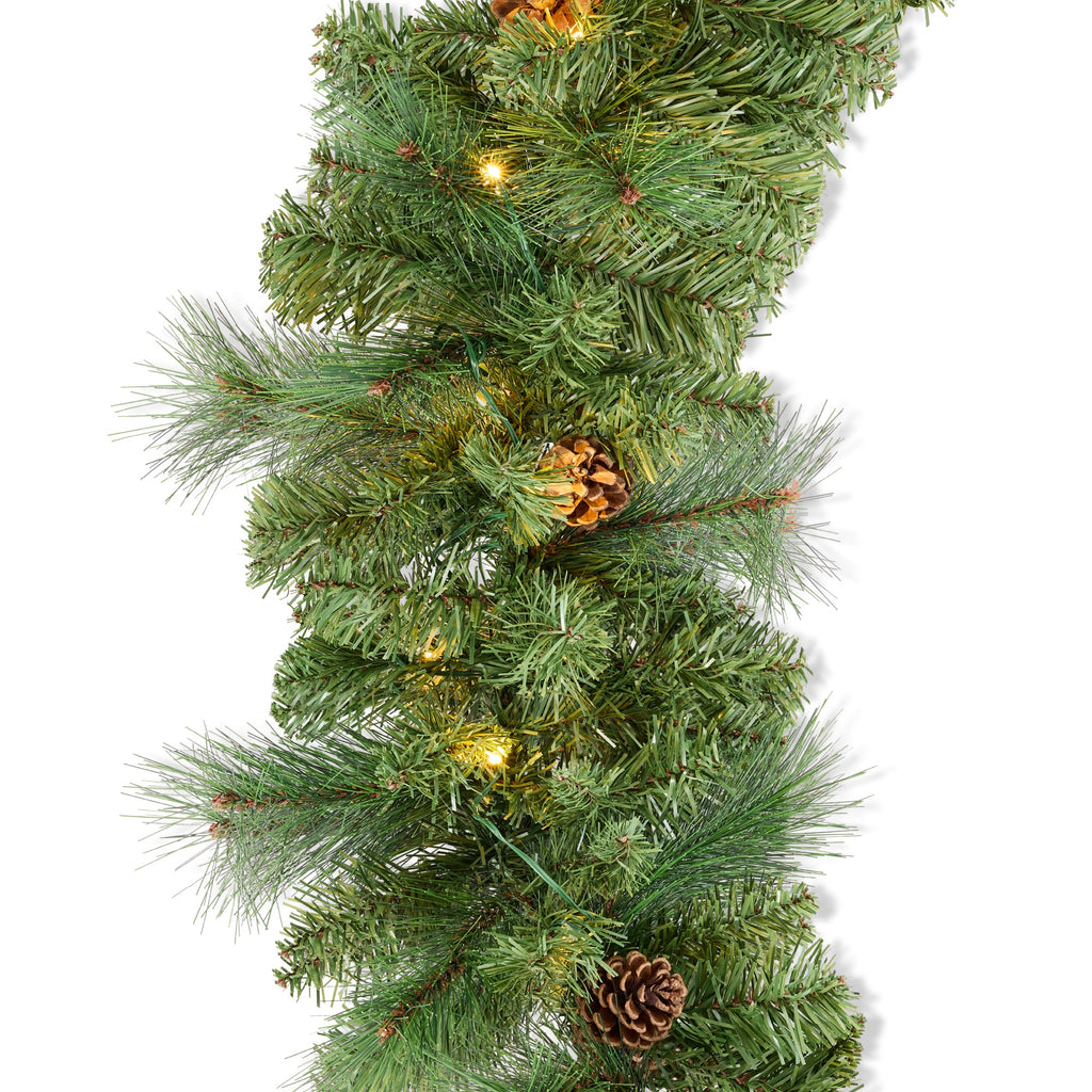 9Ft Pre-Lit Christmas Garland W/ 2-In-1 Led Lights