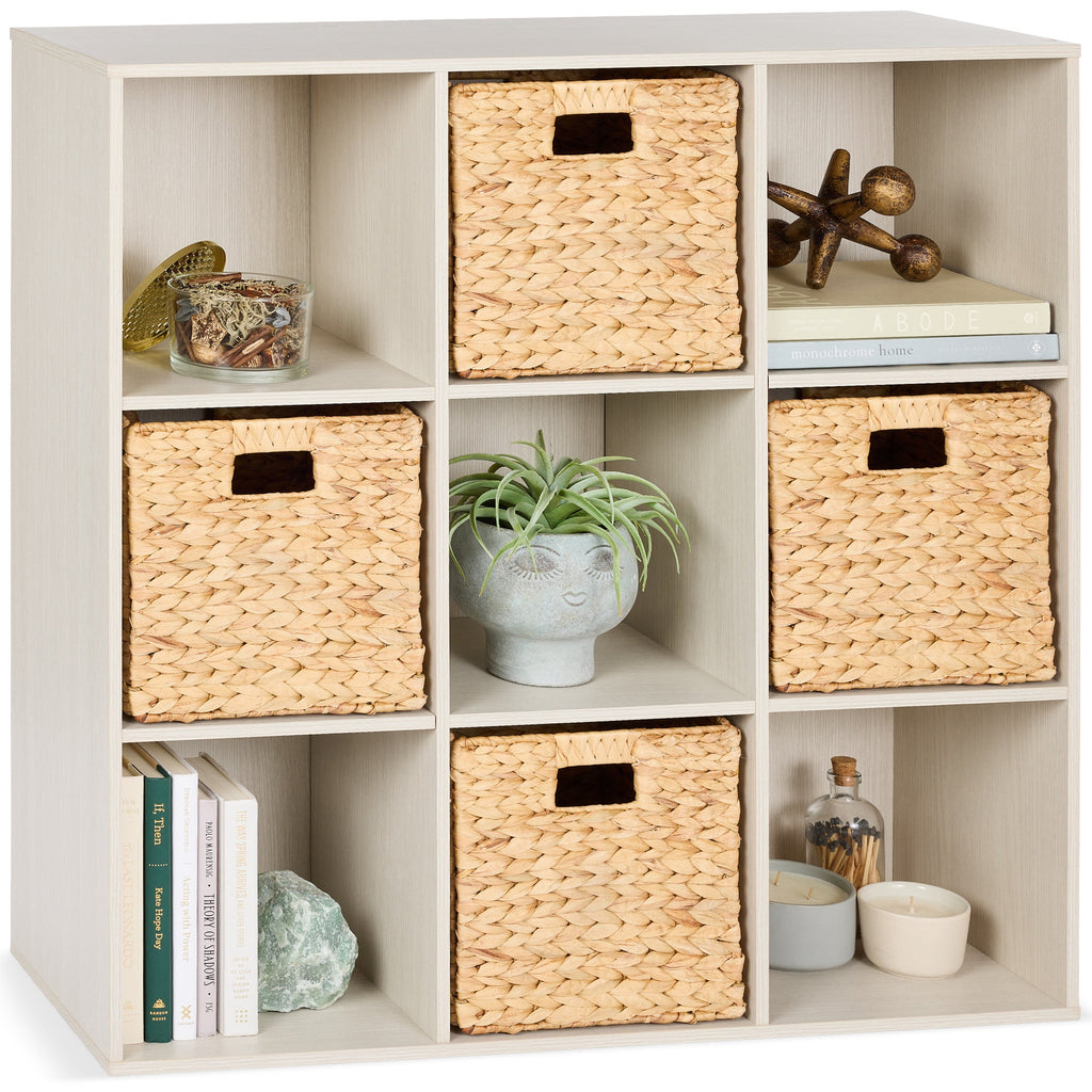 9-Cube Bookshelf Storage Display w/ 3 Removable Panels Customizable Design