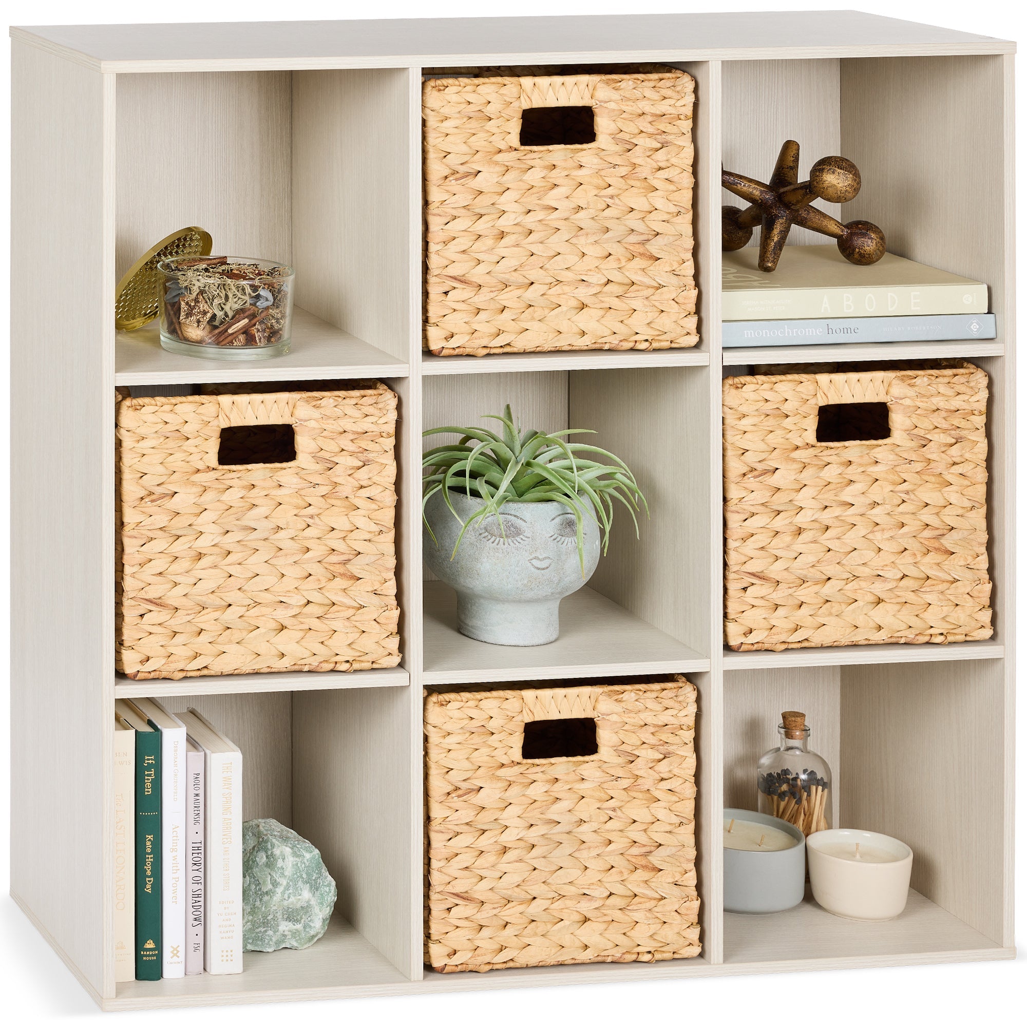 9-Cube Bookshelf Storage Display w/ 3 Removable Panels Customizable Design