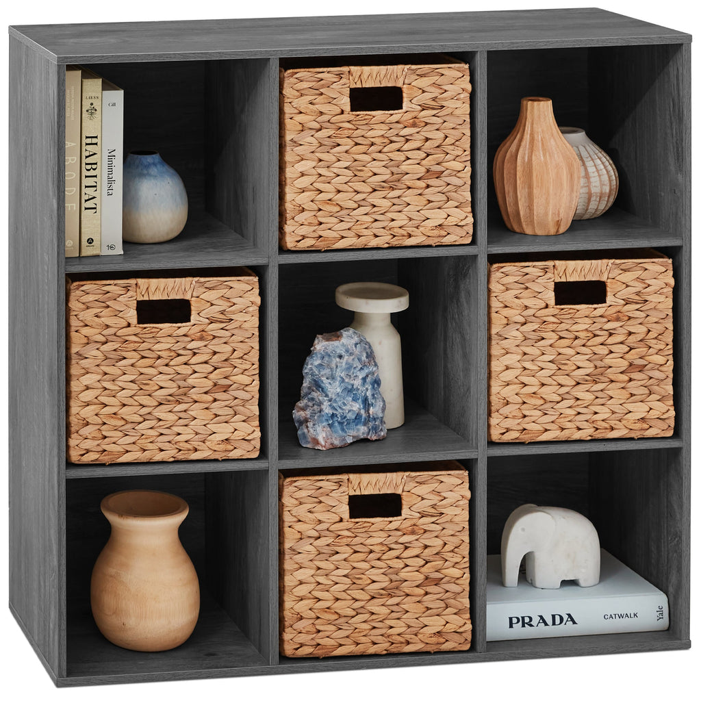 9-Cube Bookshelf Storage Display w/ 3 Removable Panels Customizable Design