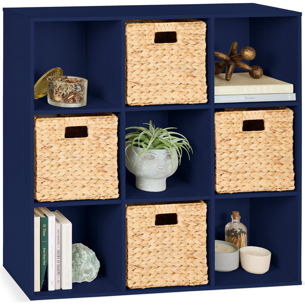9-Cube Bookshelf Storage Display w/ 3 Removable Panels Customizable Design