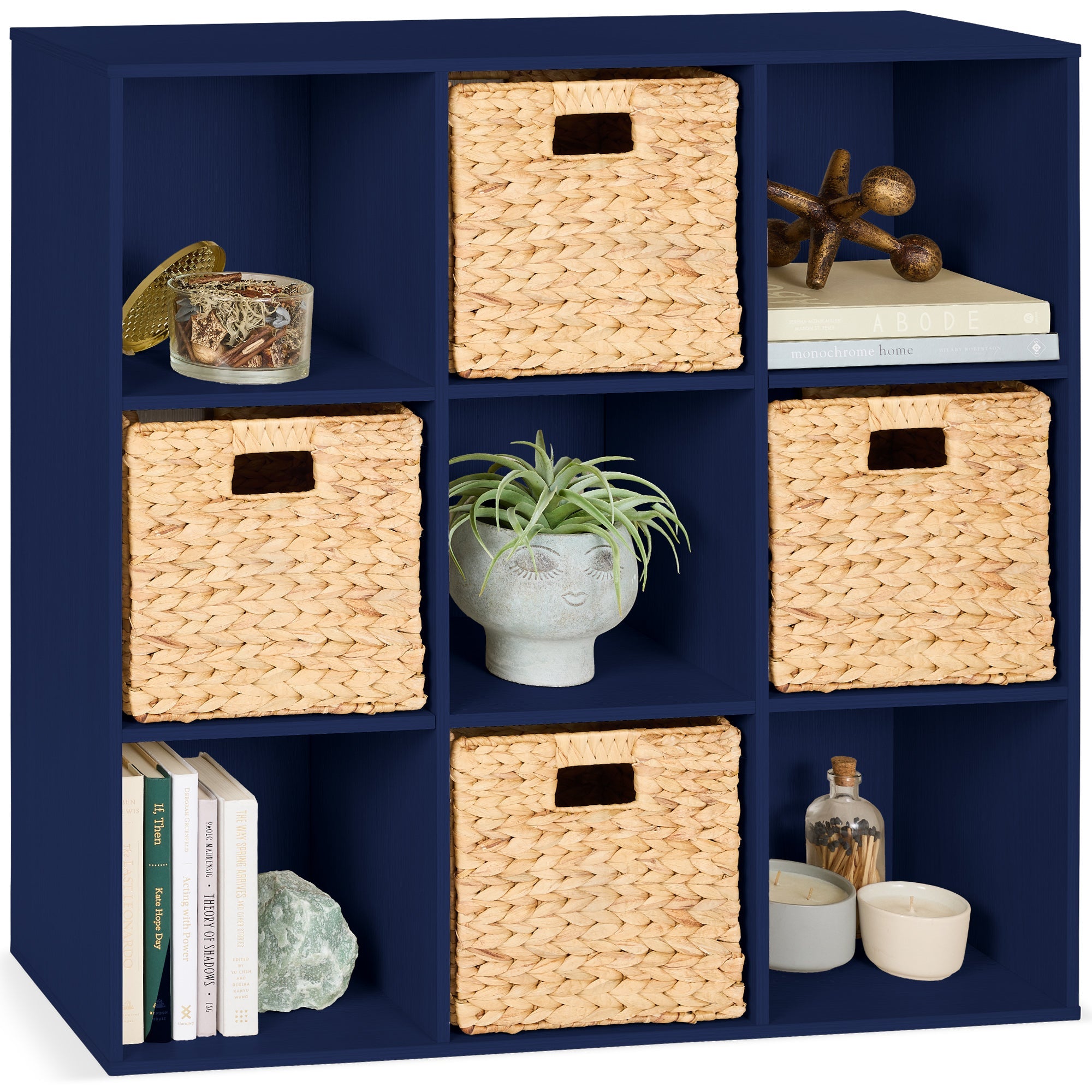 9-Cube Bookshelf Storage Display w/ 3 Removable Panels Customizable Design