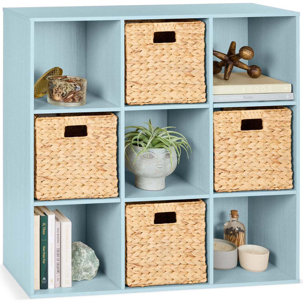 9-Cube Bookshelf Storage Display w/ 3 Removable Panels Customizable Design