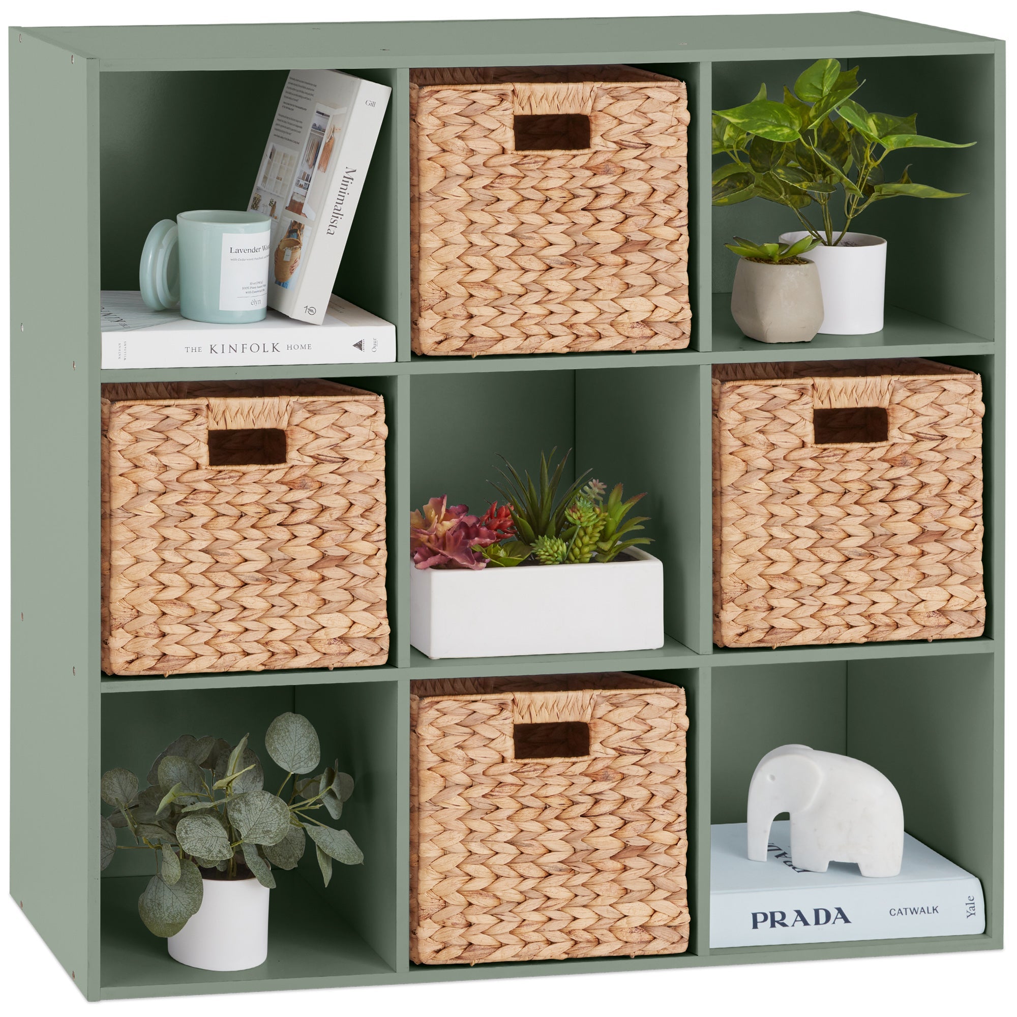 9-Cube Bookshelf Storage Display w/ 3 Removable Panels Customizable Design