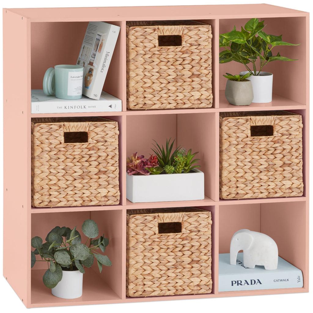 9-Cube Bookshelf Storage Display w/ 3 Removable Panels Customizable Design