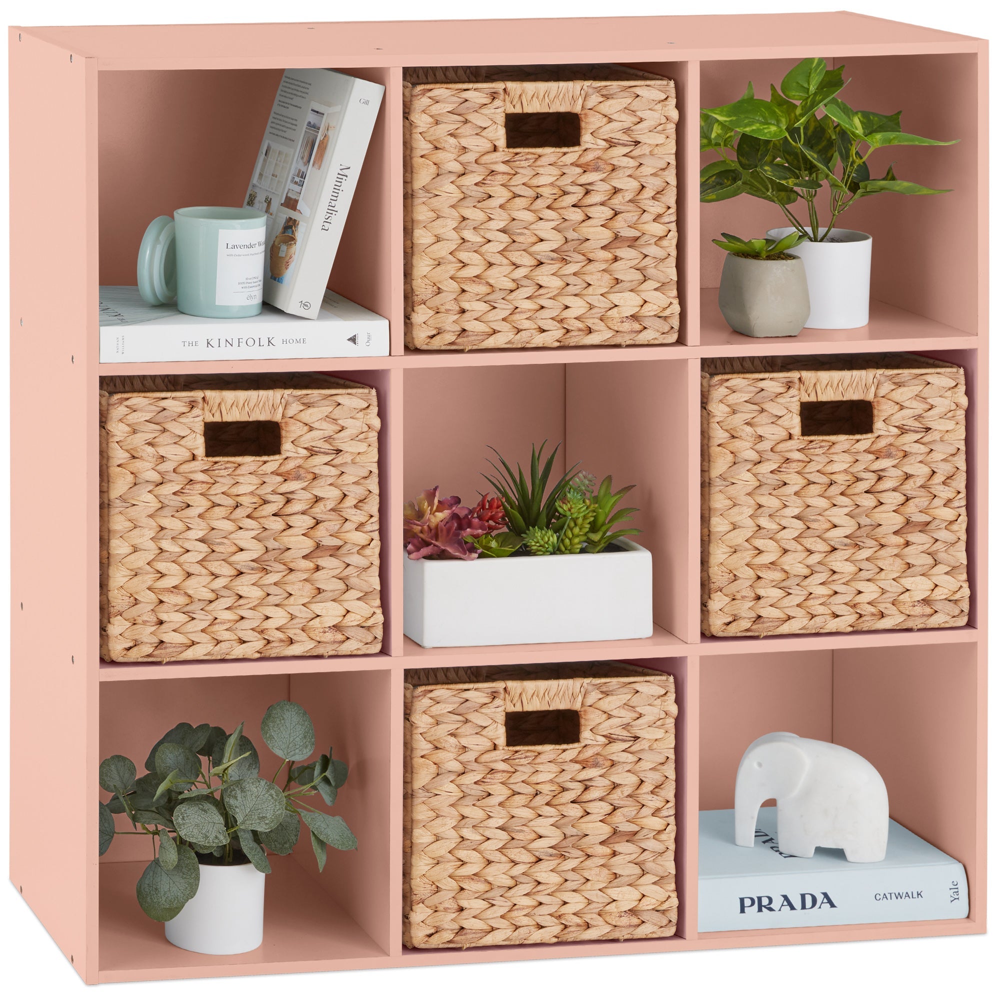 9-Cube Bookshelf Storage Display w/ 3 Removable Panels Customizable Design