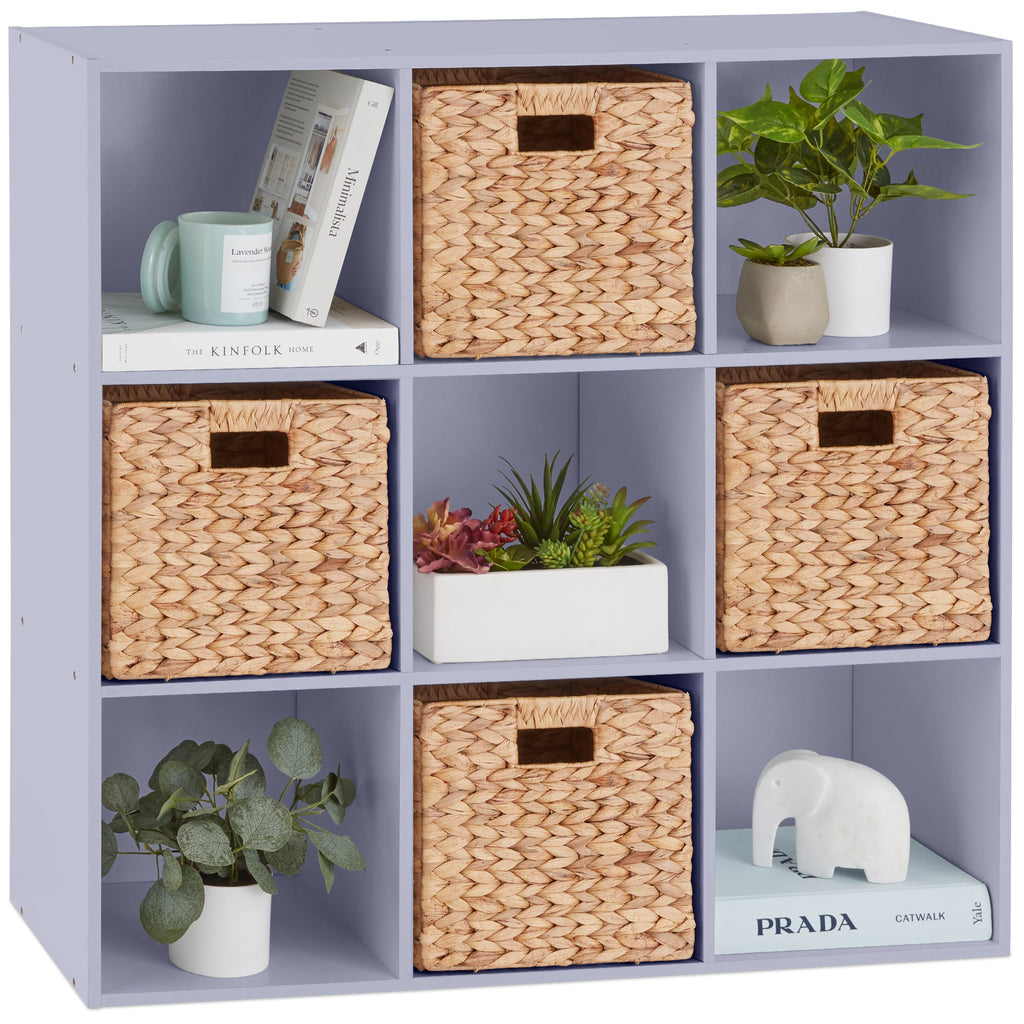 9-Cube Bookshelf Storage Display w/ 3 Removable Panels Customizable Design