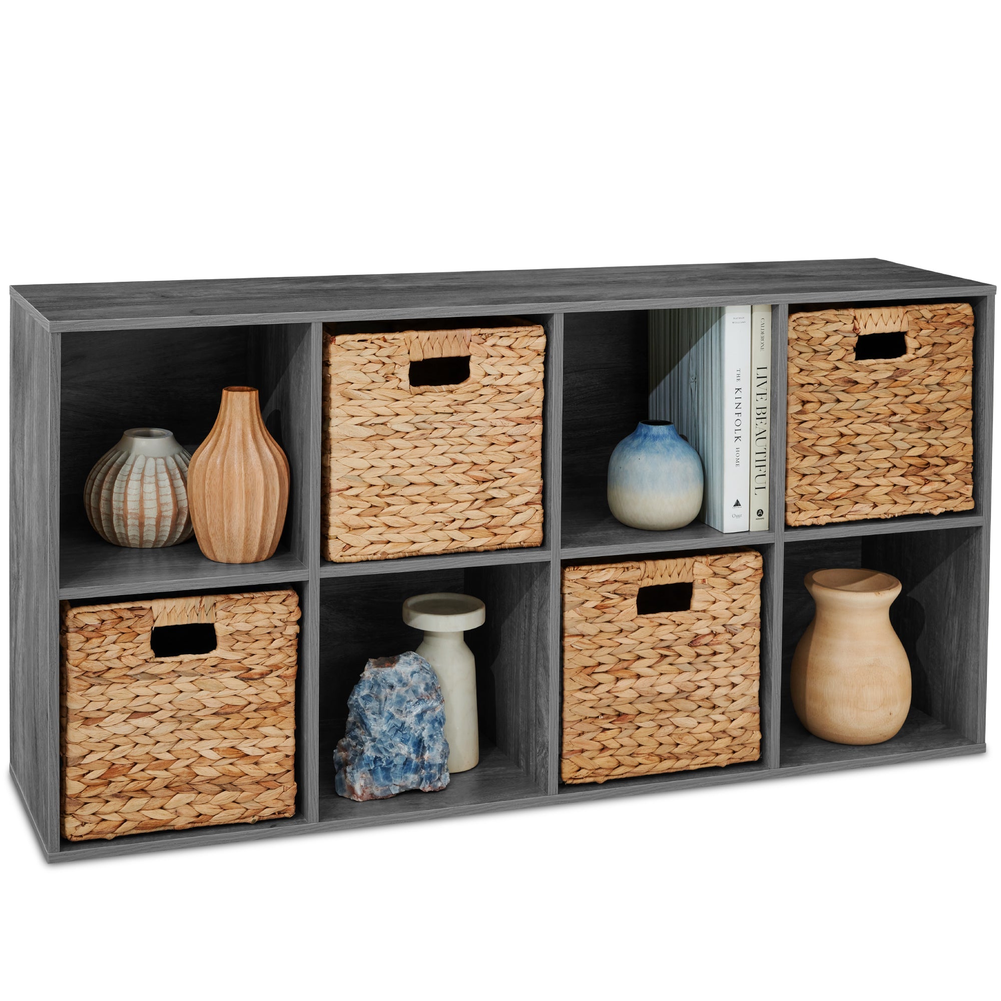 8-Cube Bookshelf 11in Storage Display w/ Removable Panels Customizable