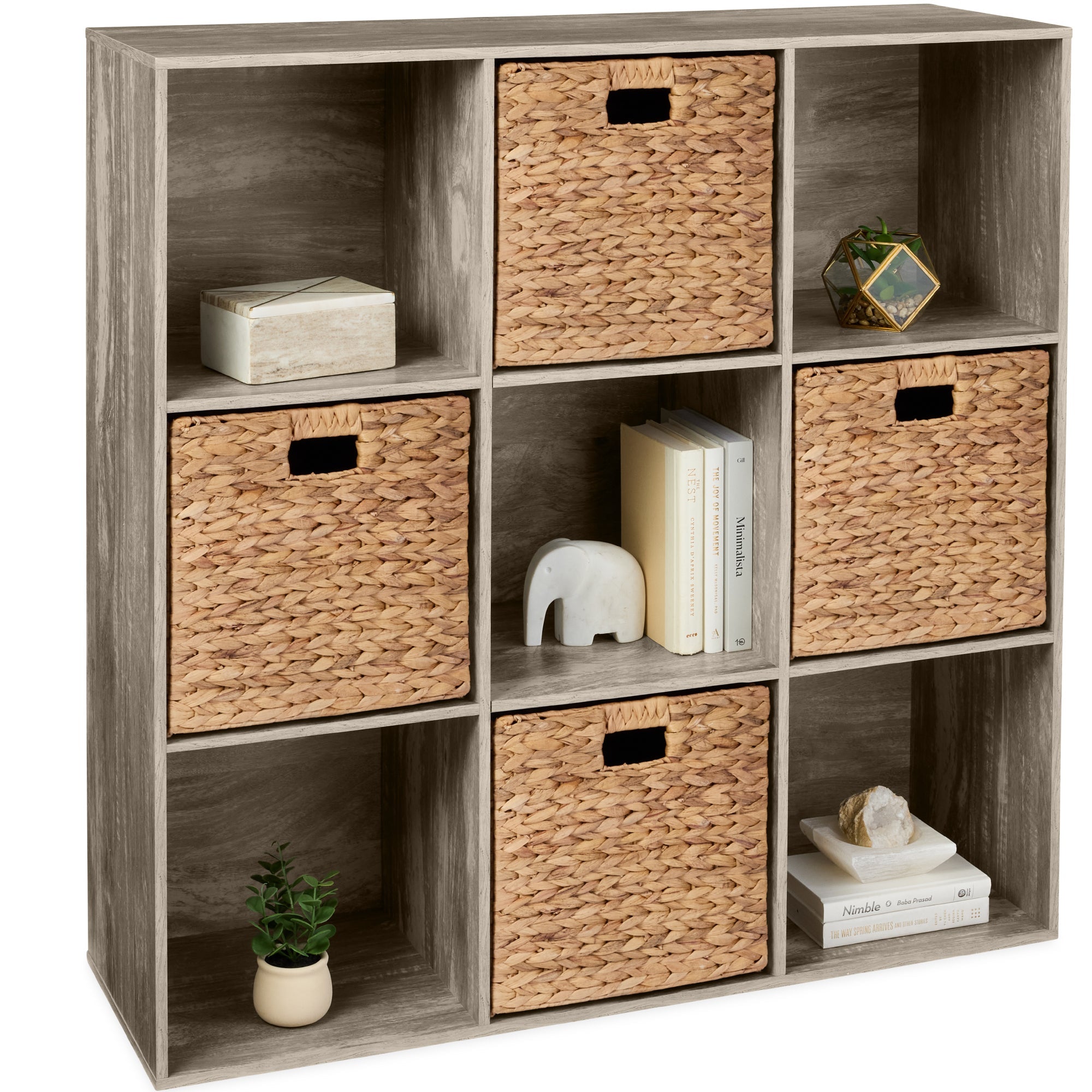 9-Cube Bookshelf 13.5in Storage Display w/ Removable Panels Customizable