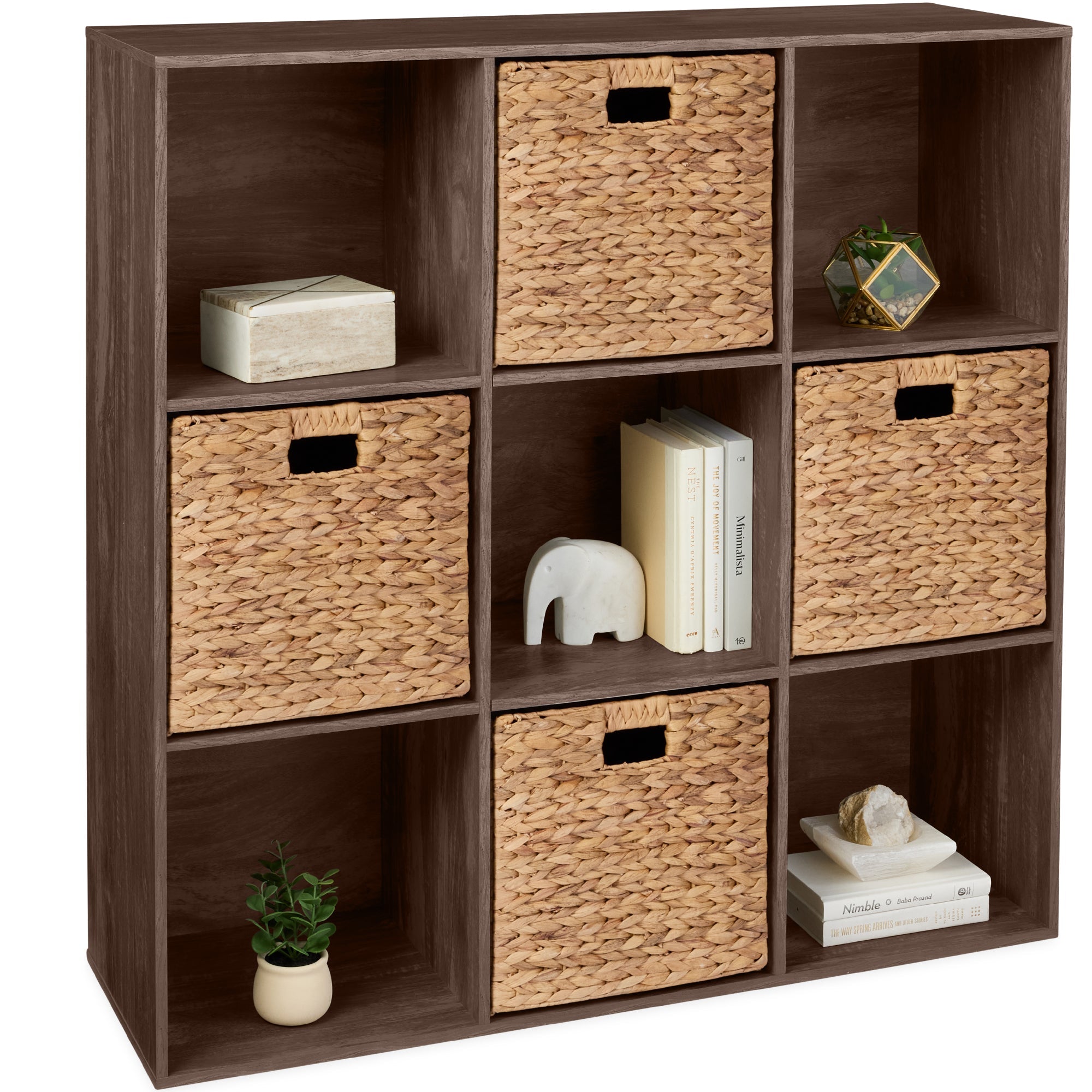 9-Cube Bookshelf 13.5in Storage Display w/ Removable Panels Customizable