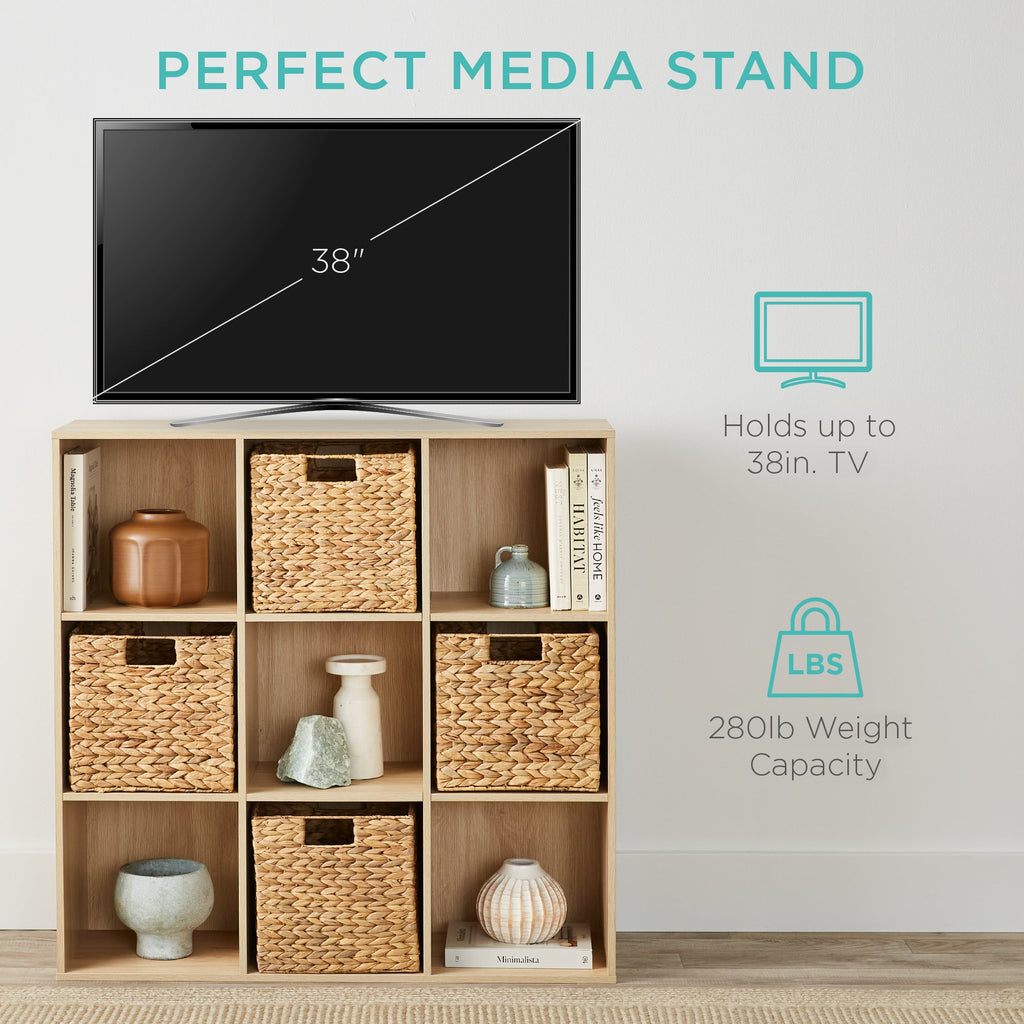 9-Cube Bookshelf 13.5in Storage Display w/ Removable Panels Customizable
