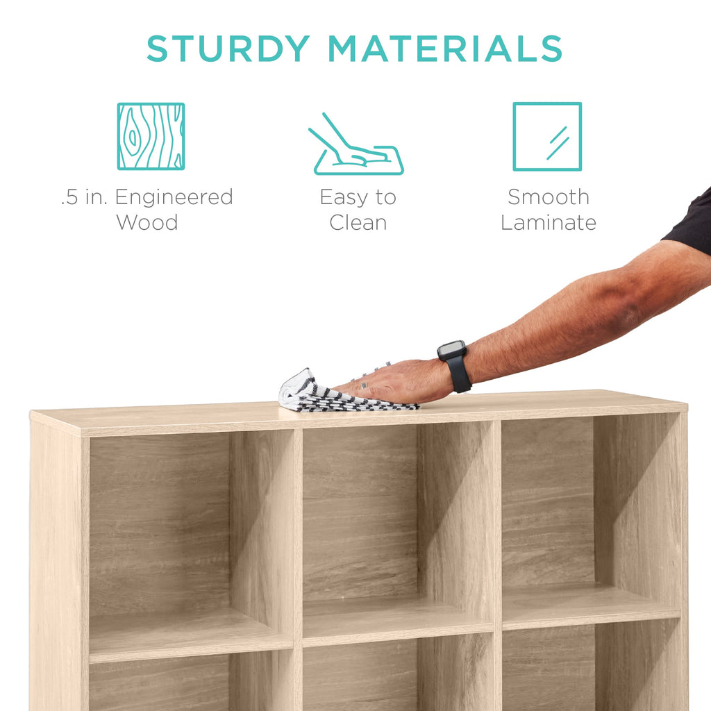 9-Cube Bookshelf 13.5in Storage Display w/ Removable Panels Customizable