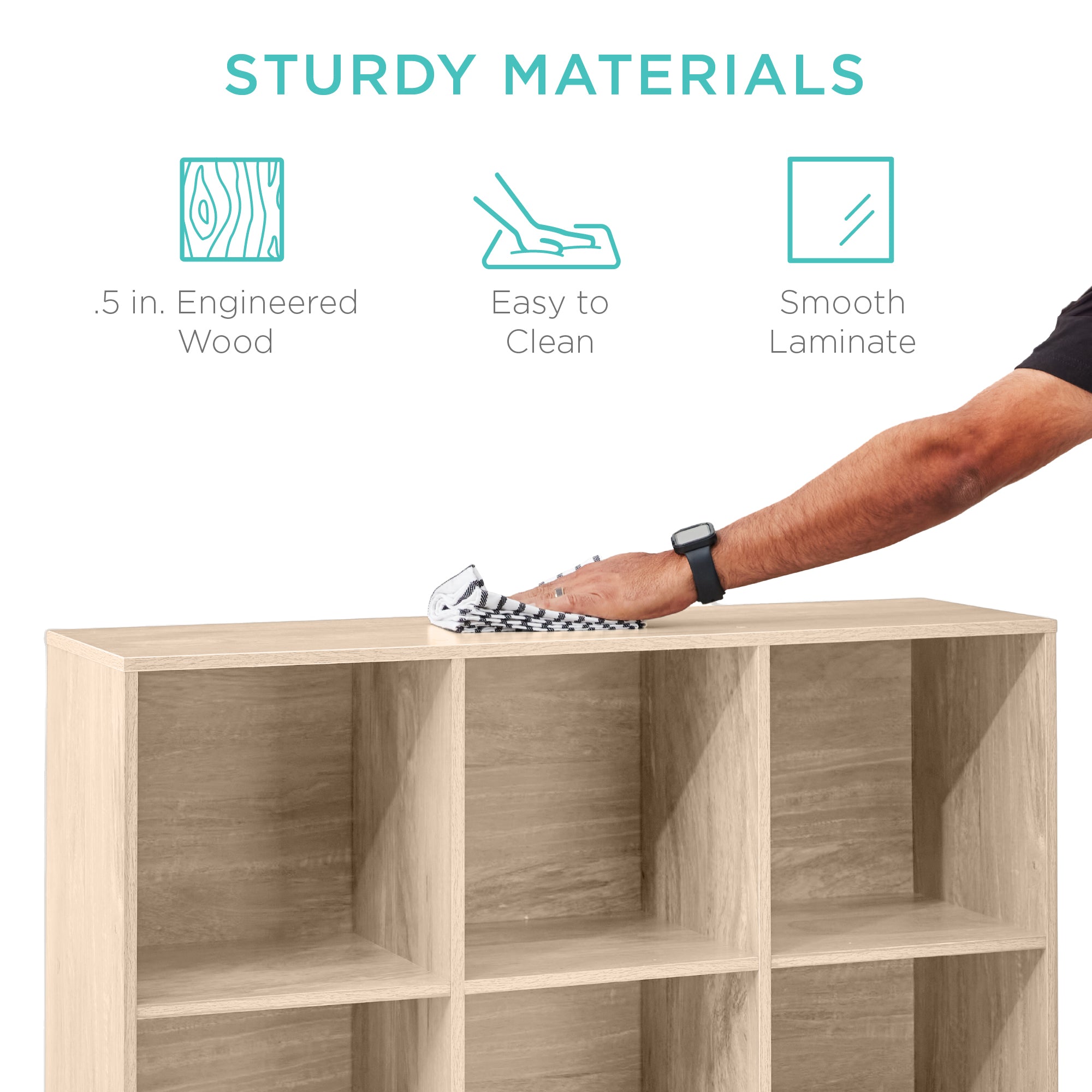 9-Cube Bookshelf 13.5in Storage Display w/ Removable Panels Customizable