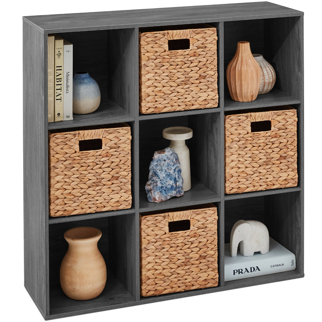 9-Cube Bookshelf 13.5in Storage Display w/ Removable Panels Customizable