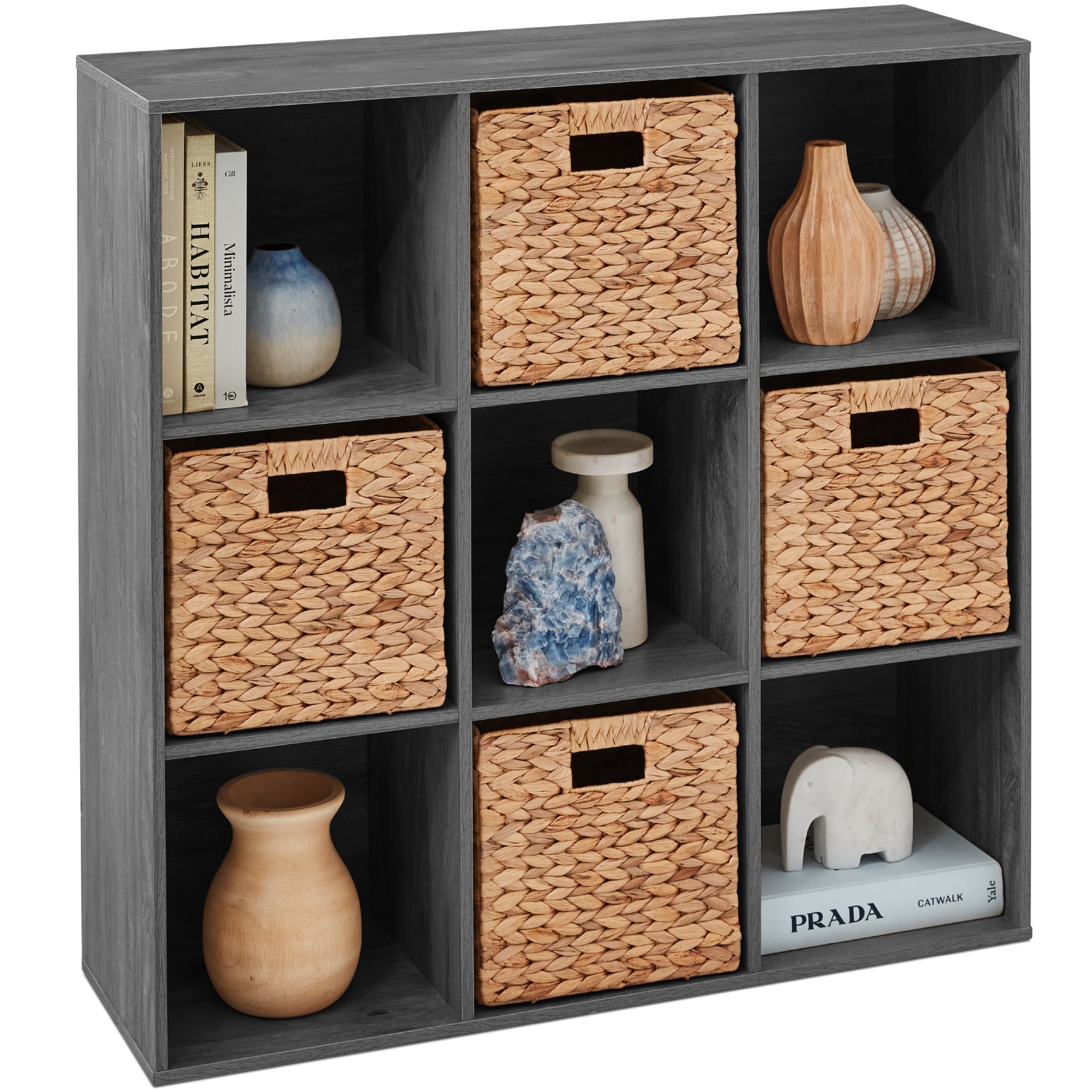 9-Cube Bookshelf 13.5in Storage Display w/ Removable Panels Customizable
