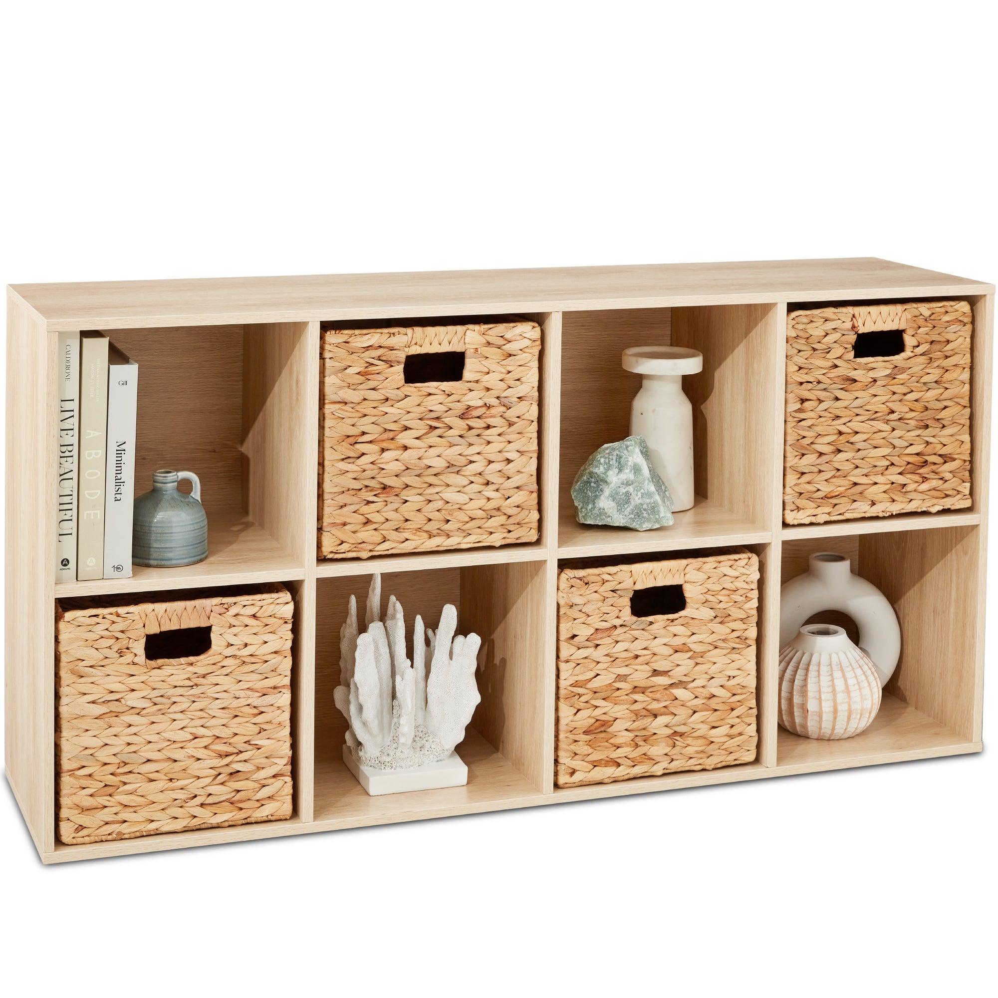 8-Cube Bookshelf 13.5in Storage Display w/ Removable Panels Customizable