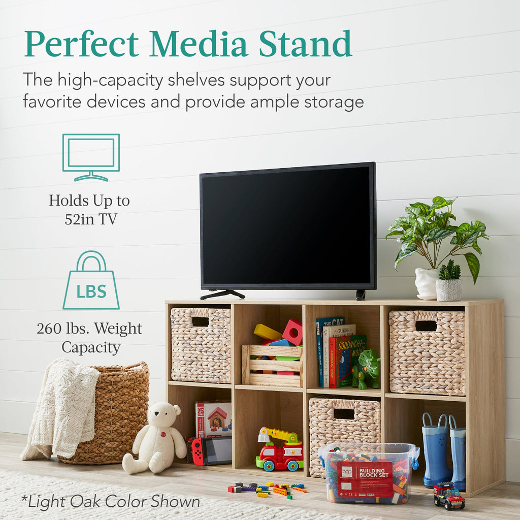 8-Cube Bookshelf 13.5in Storage Display w/ Removable Panels Customizable