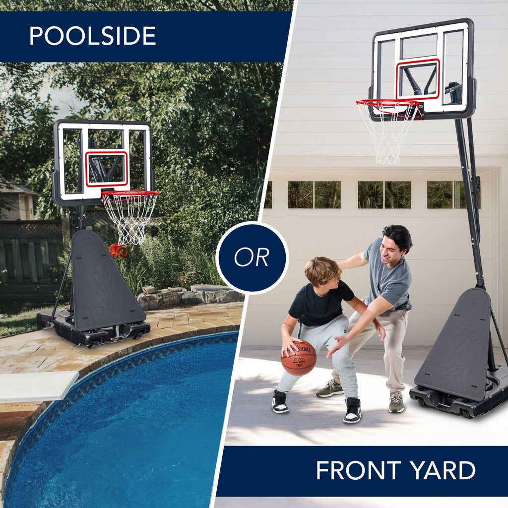 Adjustable 4.4-10ft Basketball Hoop w/ Shatterproof Backboard,Ball Return
