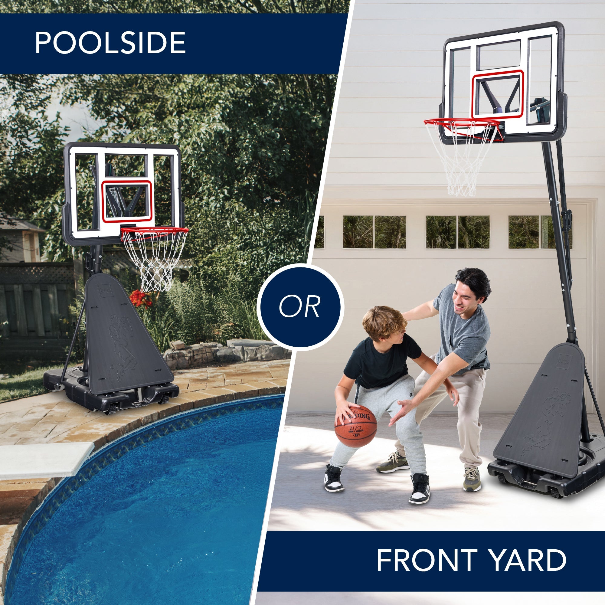 Adjustable 4.4-10ft Basketball Hoop w/ Shatterproof Backboard,Ball Return
