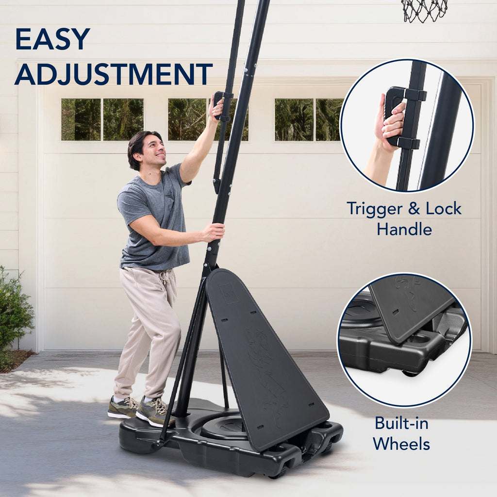 Adjustable 4.4-10ft Basketball Hoop w/ Shatterproof Backboard,Ball Return