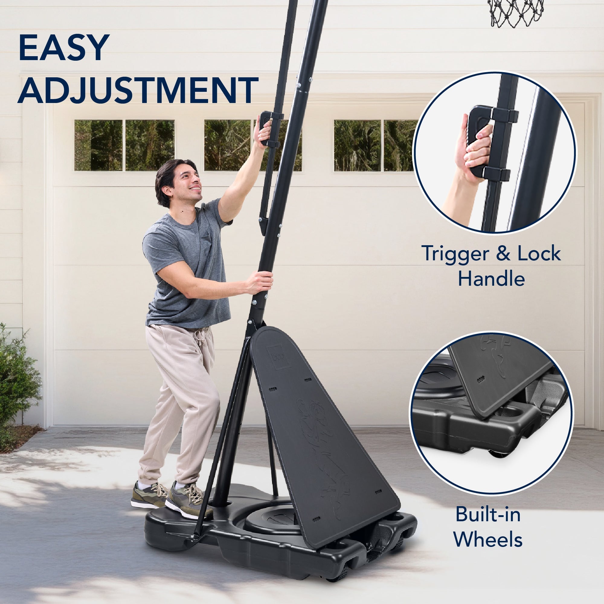 Adjustable 4.4-10ft Basketball Hoop w/ Shatterproof Backboard,Ball Return