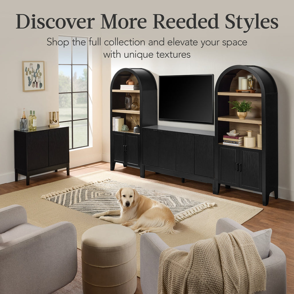 72\" Tall Arched Pantry Cabinet w/ Doors 5-Tier Storage Cabinet w/ Shelves