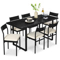 7-Piece Modern Dining Set Kitchen Table w/ 6 Chairs Metal Frame