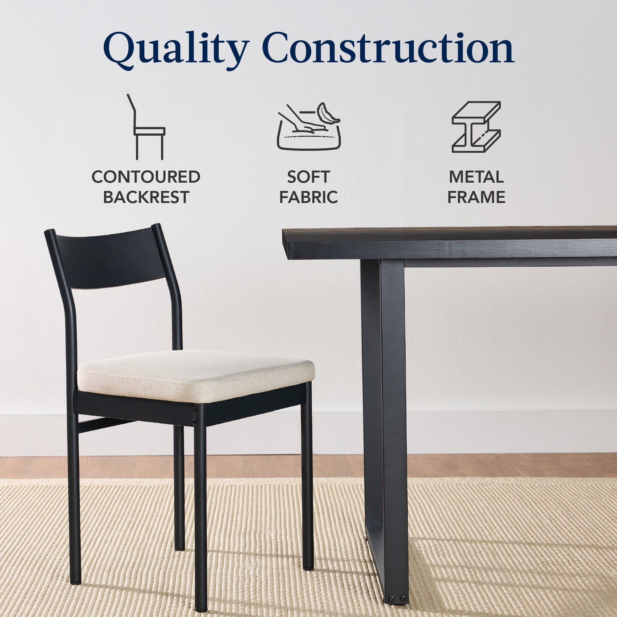 7-Piece Modern Dining Set Kitchen Table w/ 6 Chairs Metal Frame
