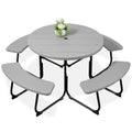 8-Person Circular Picnic Table w/ Umbrella Hole 4 Benches