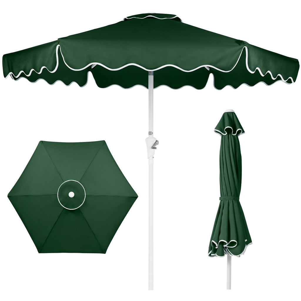 7.5ft Patio Market Umbrella,Wavy Trim UV-Fade-Resistant Crank & Tilt