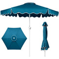 7.5ft Patio Market Umbrella,Wavy Trim UV-Fade-Resistant Crank & Tilt