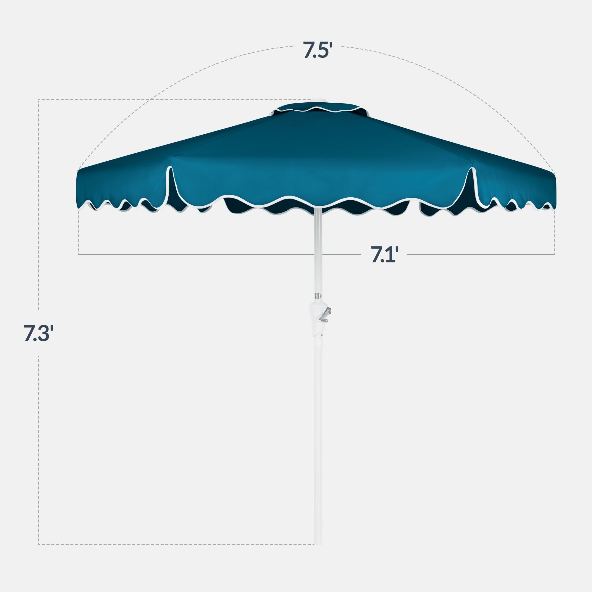 7.5ft Patio Market Umbrella,Wavy Trim UV-Fade-Resistant Crank & Tilt
