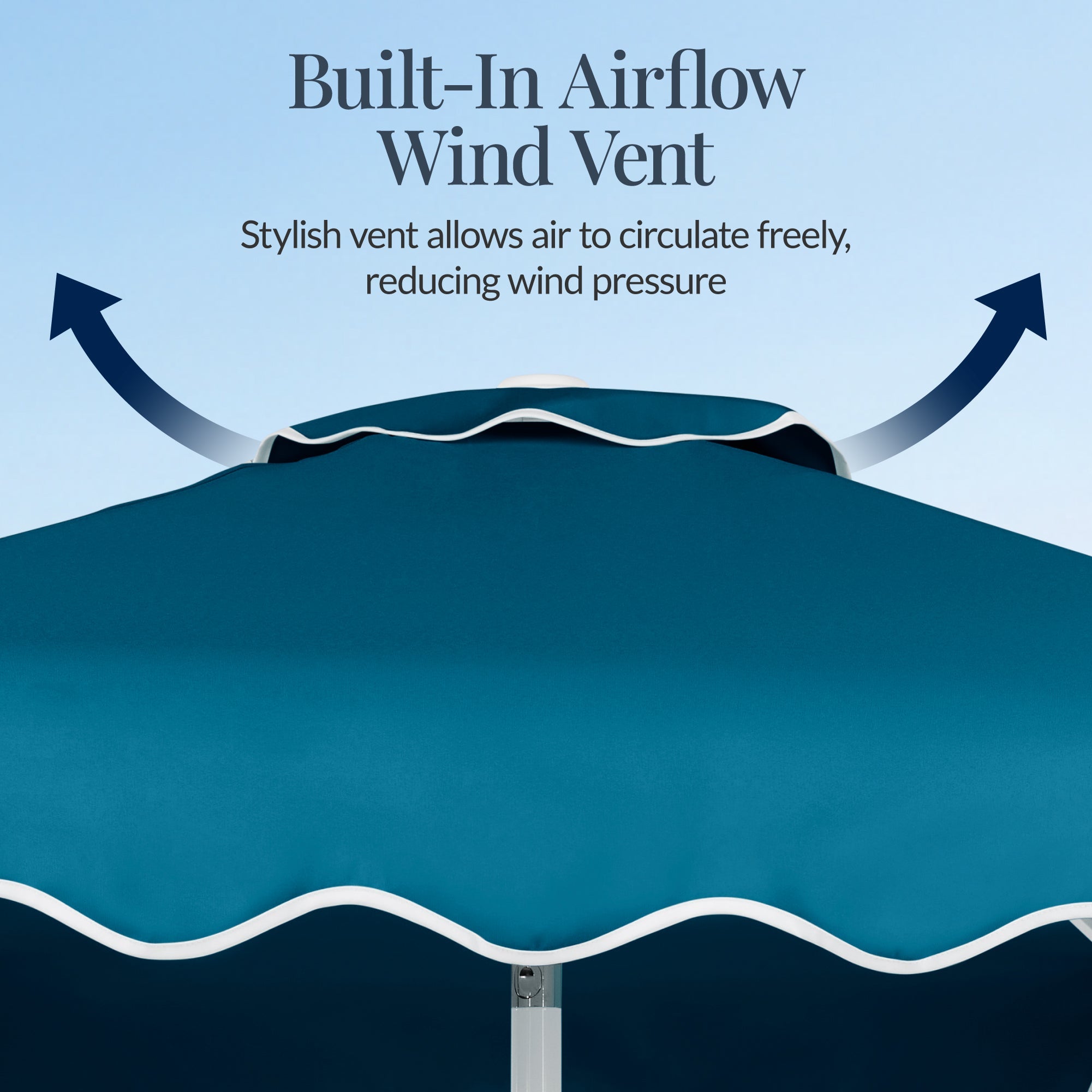 7.5ft Patio Market Umbrella,Wavy Trim UV-Fade-Resistant Crank & Tilt