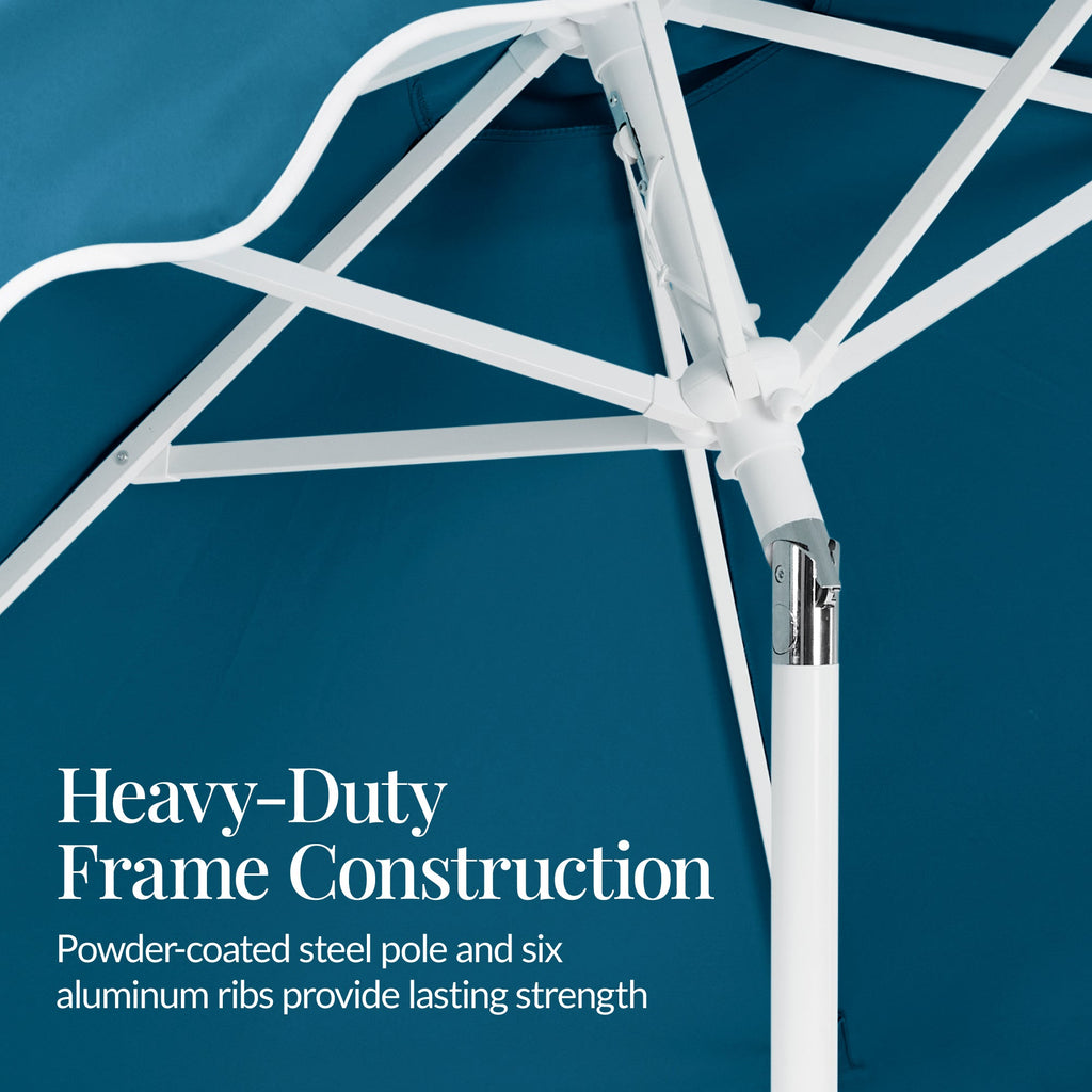 7.5ft Patio Market Umbrella,Wavy Trim UV-Fade-Resistant Crank & Tilt